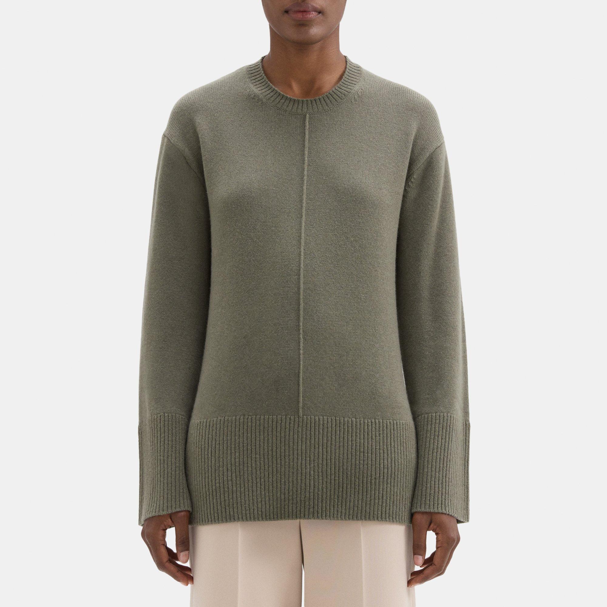 띠어리 Theory Oversized Crewneck Sweater in Wool-Cashmere,DEEP SAGE