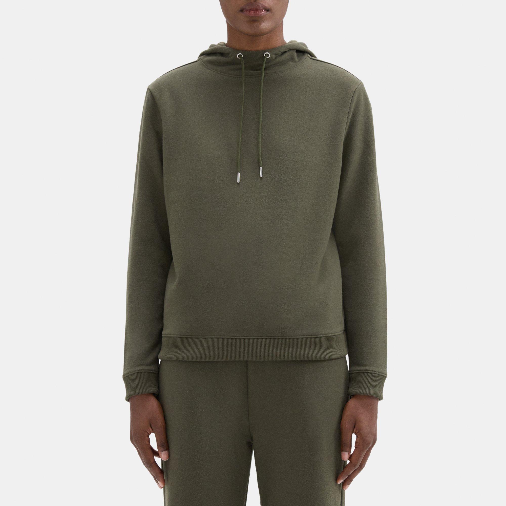 띠어리 Theory Mock Neck Hoodie in Cloud Fleece,DARK ROSEMARY