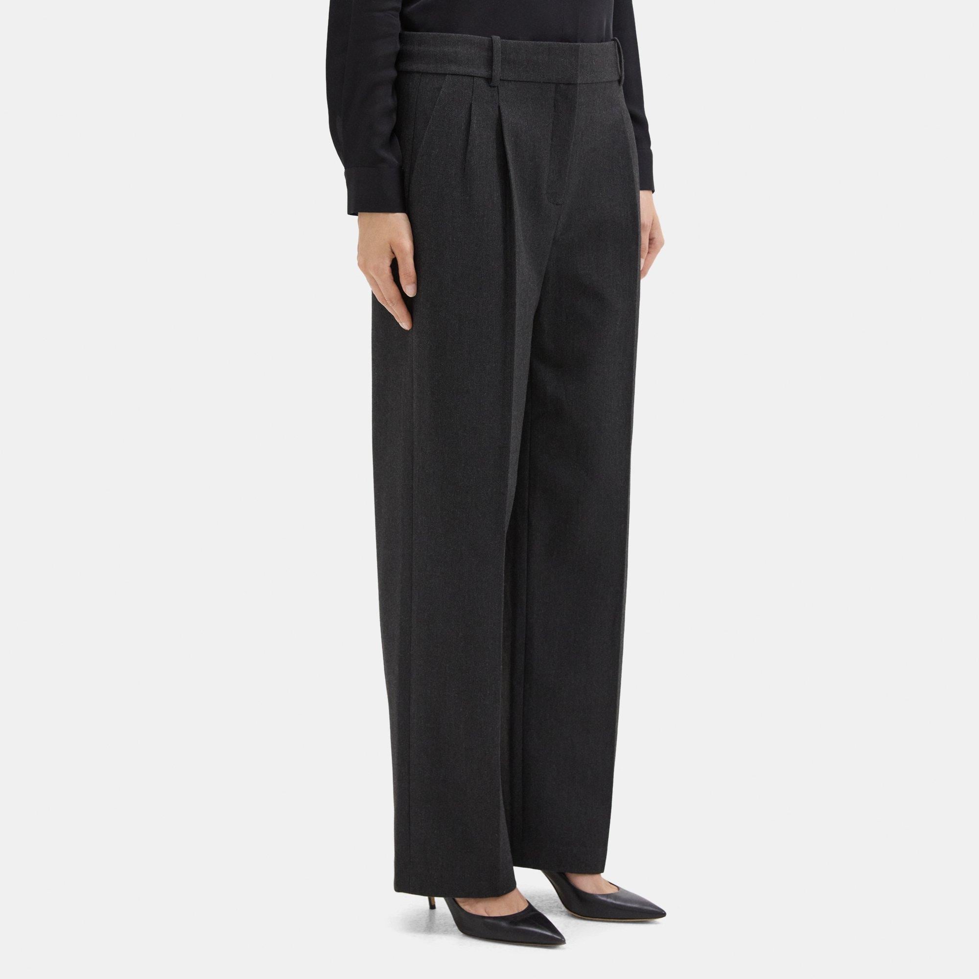 Soft Twill Double Pleat Pant | Theory Outlet