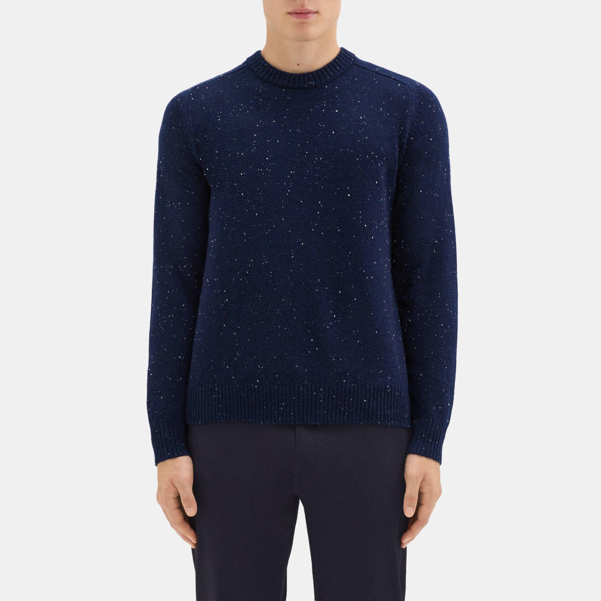 띠어리 Theory Dinin Crewneck Sweater in Donegal Wool-Cashmere,NAVY MULTI