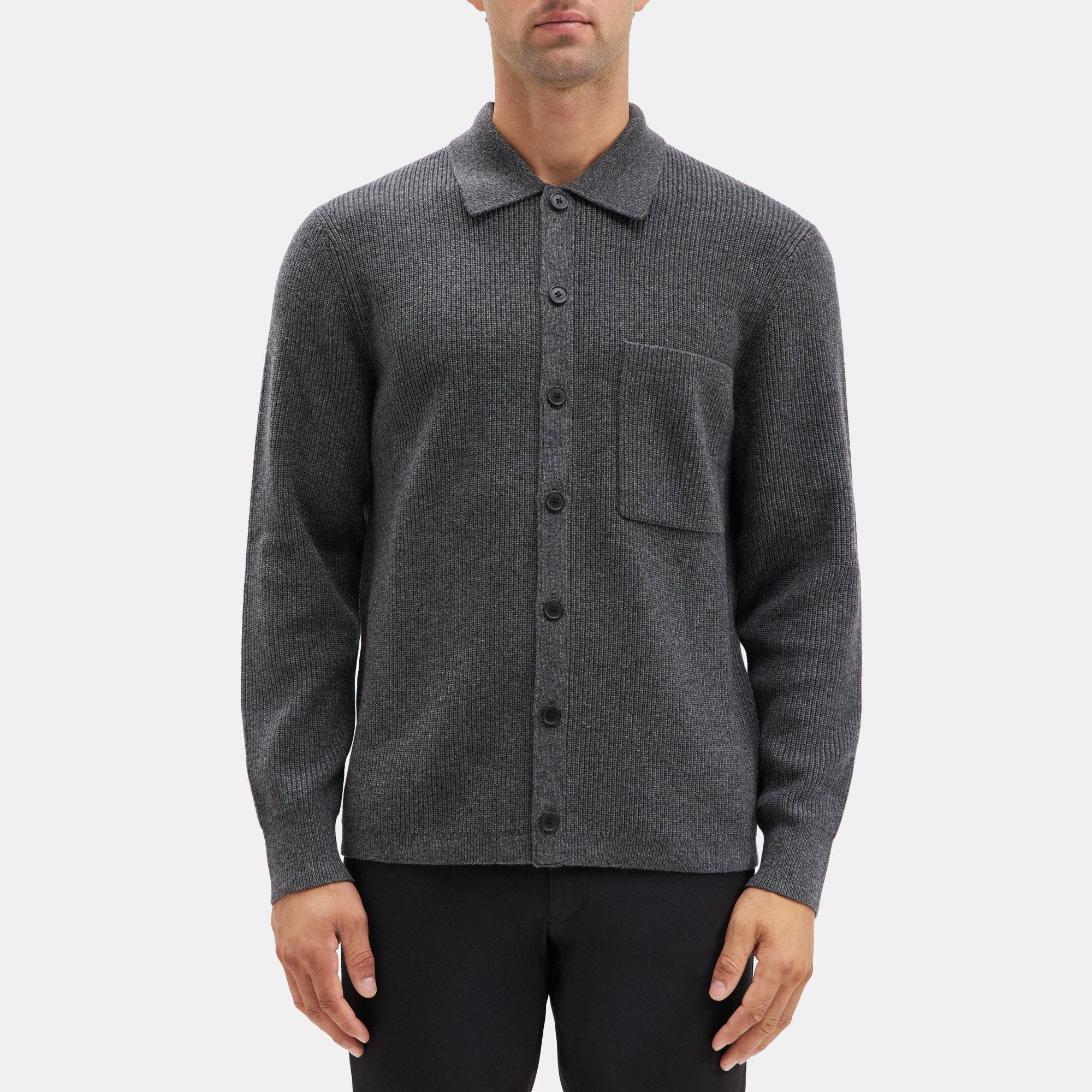 띠어리 Theory Knit Shirt Jacket in Wool-Cashmere,CHARCOAL