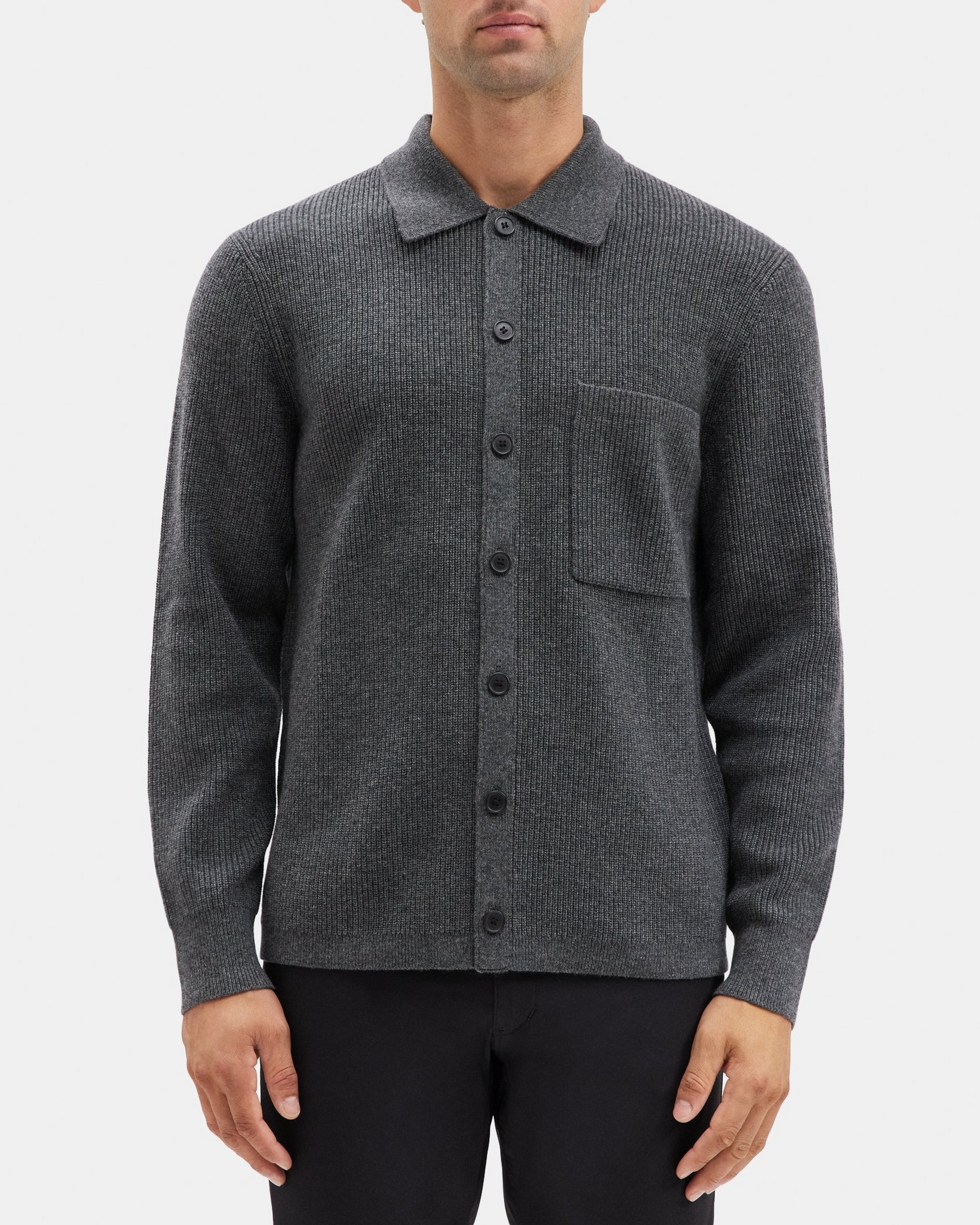띠어리 Theory Knit Shirt Jacket in Wool-Cashmere,CHARCOAL