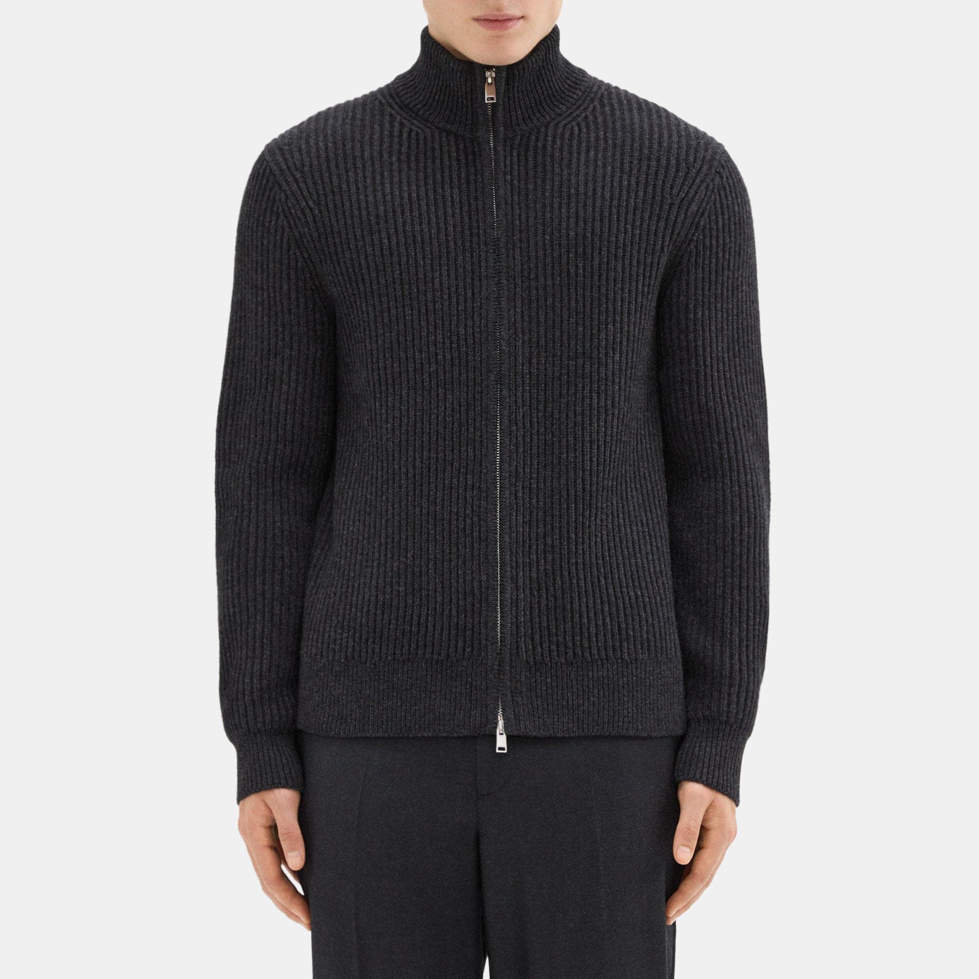 Rib Knit Full–Zip Cardigan | Theory Outlet