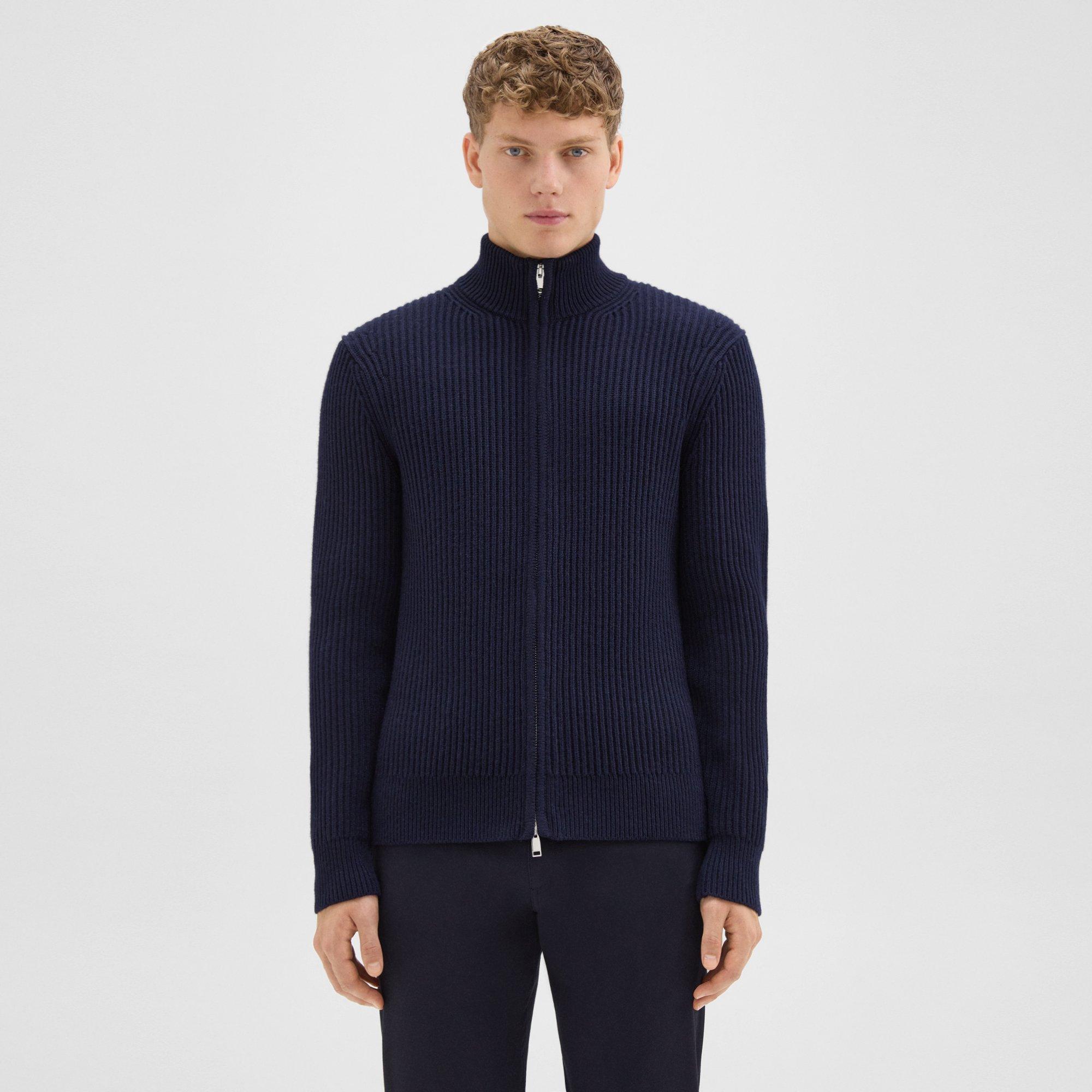 띠어리 Theory Tomas Full Zip Cardigan in Dane Wool,DARK NAVY