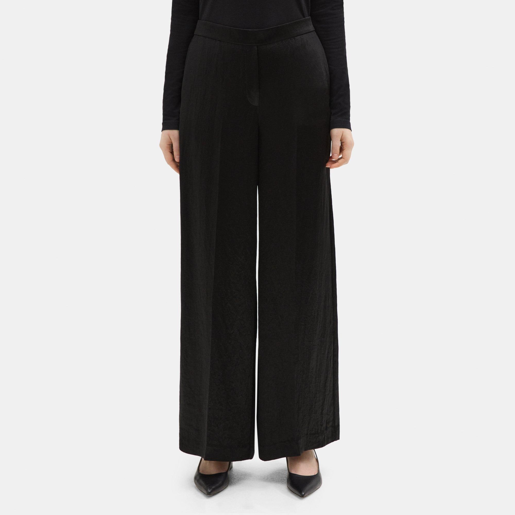 띠어리 Theory Relaxed Pull-On Pant in Satin,BLACK