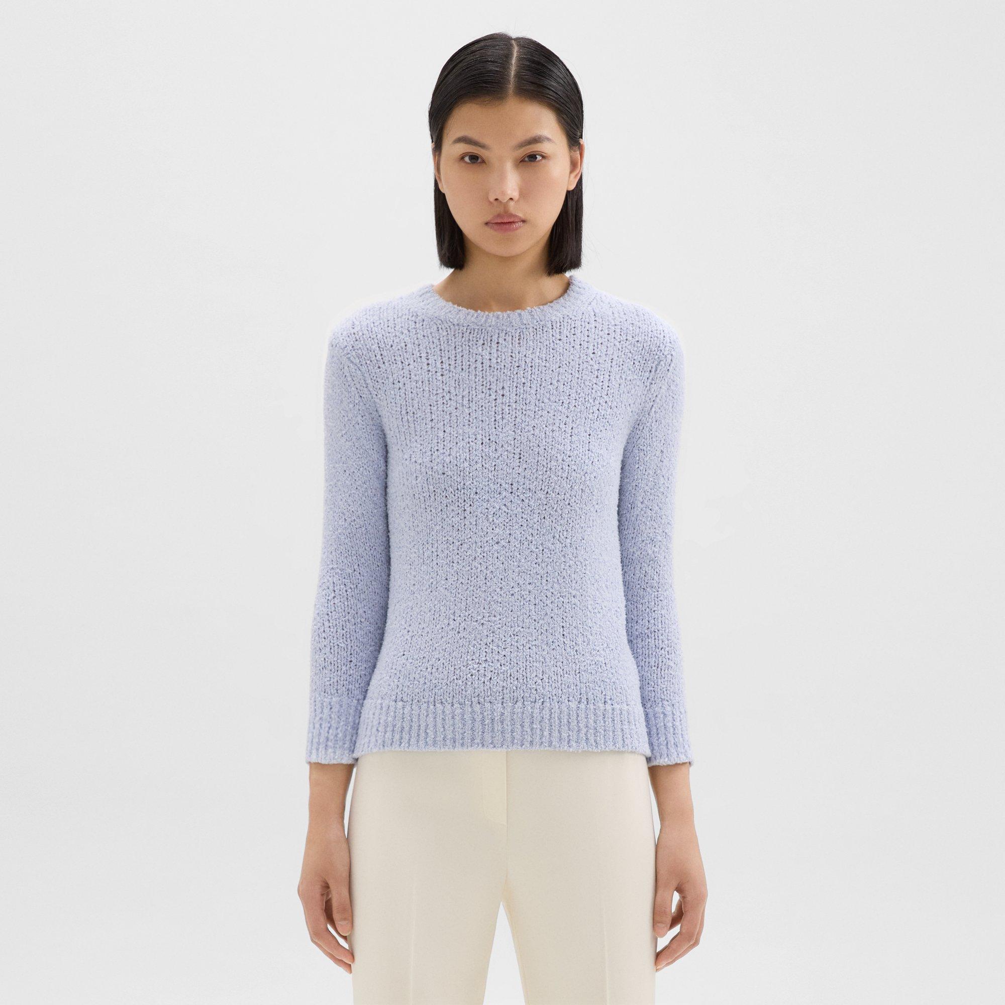 띠어리 Theory Shrunken Crewneck Sweater in Feather Cotton-Blend,ICE