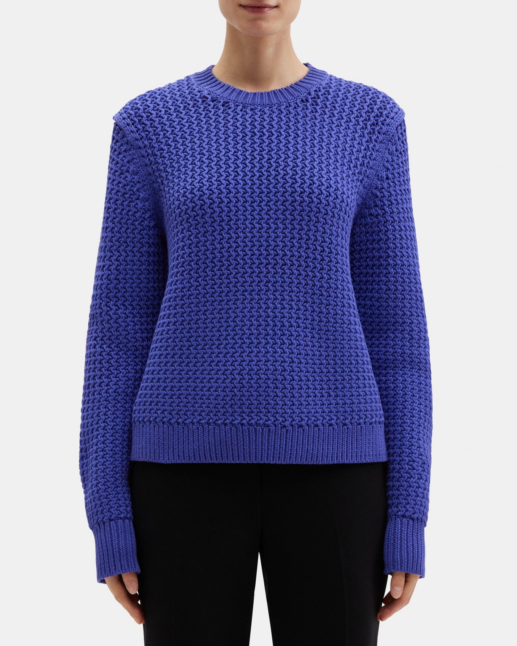 띠어리 Theory Crewneck Sweater in Cotton-Nylon,SALTWATER