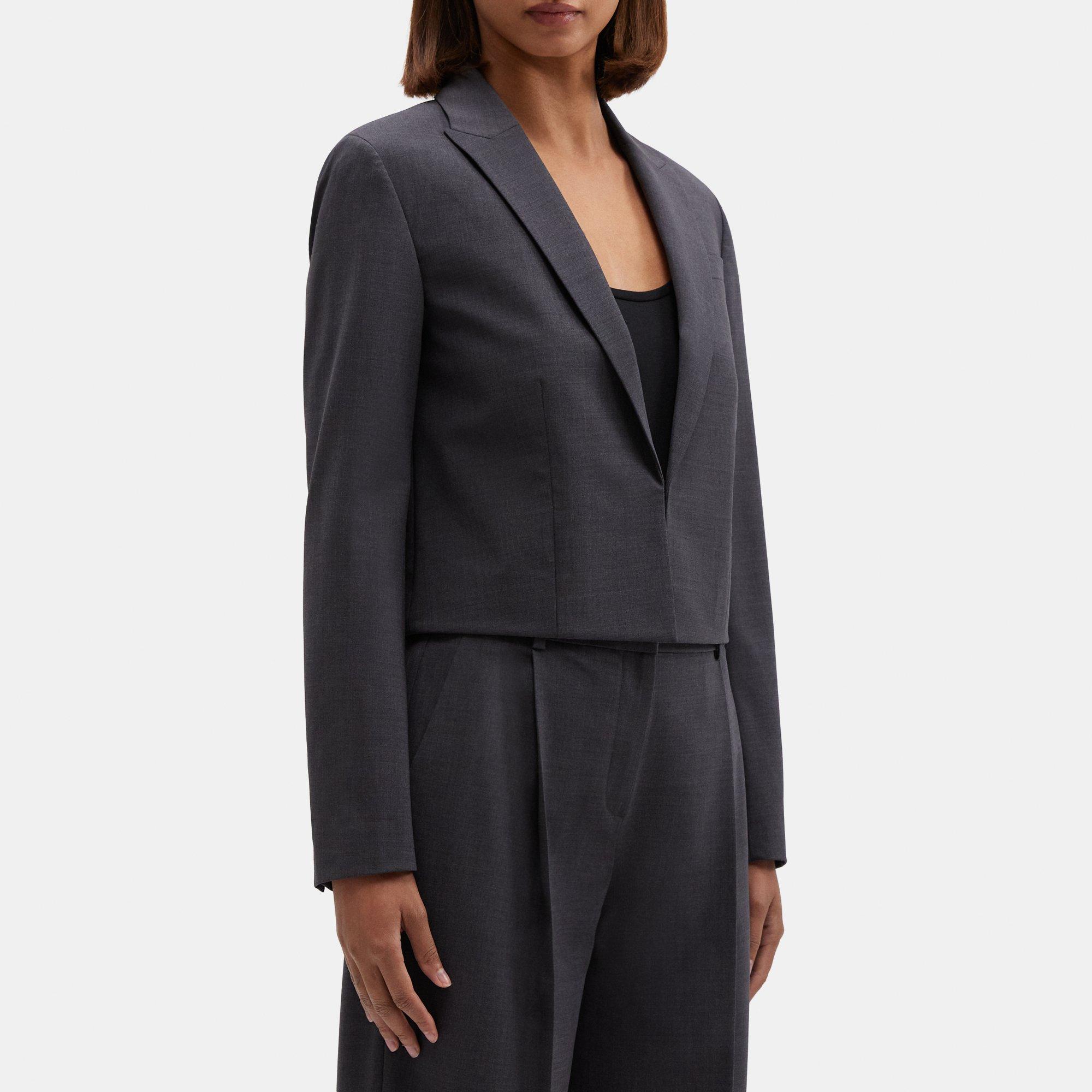 Stretch Wool Cropped Jacket | Theory Outlet