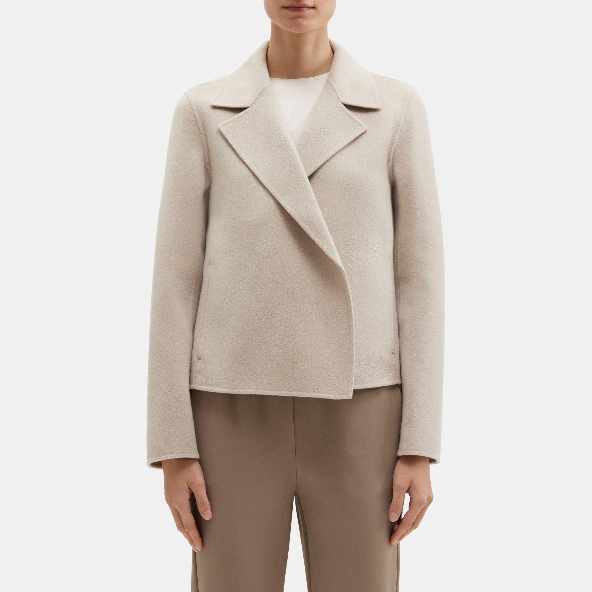 띠어리 Theory Cropped Open Front Jacket in Double-Face Wool-Cashmere,PEYOTE MELANGE