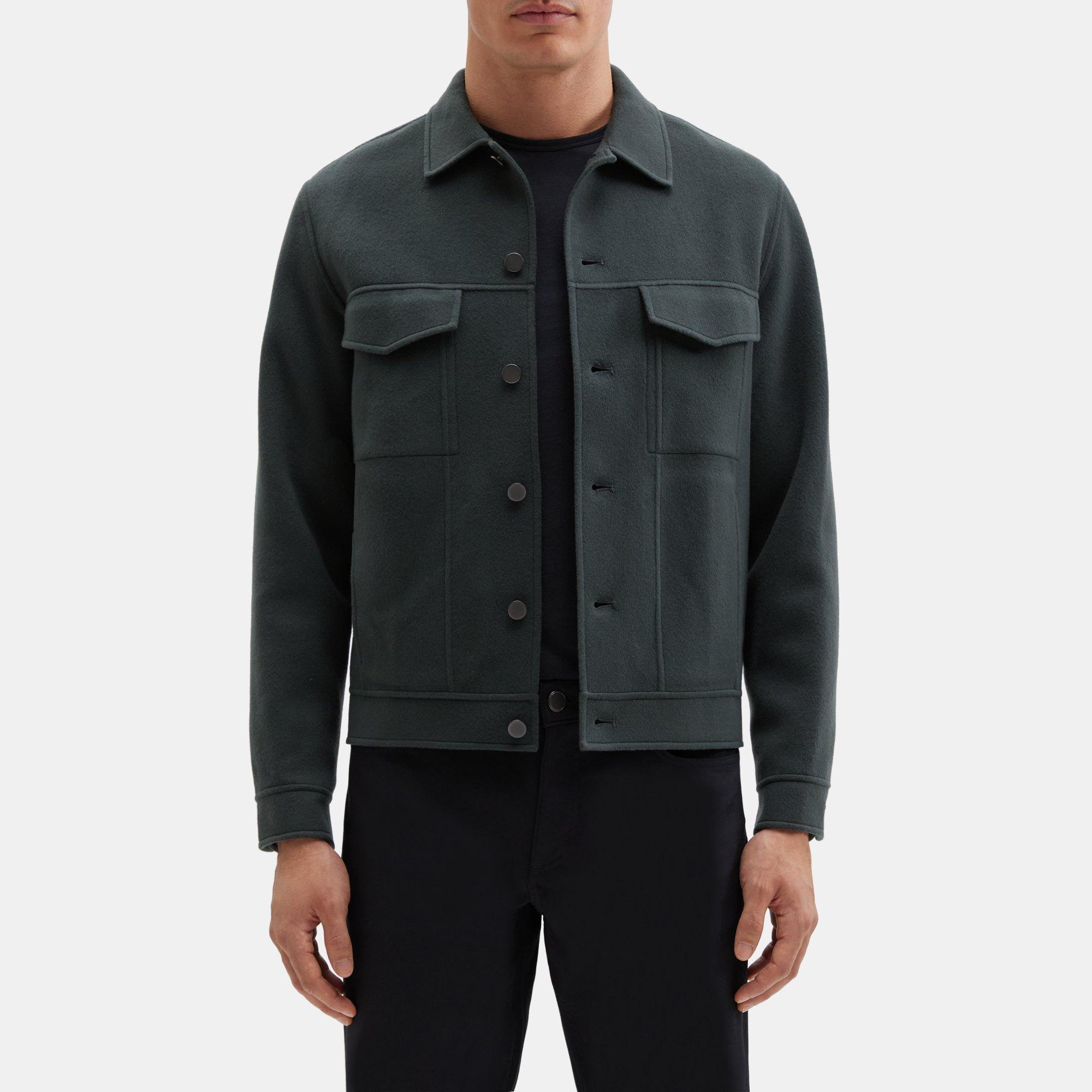 Double-Face Wool-Cashmere Trucker Jacket | Theory Outlet