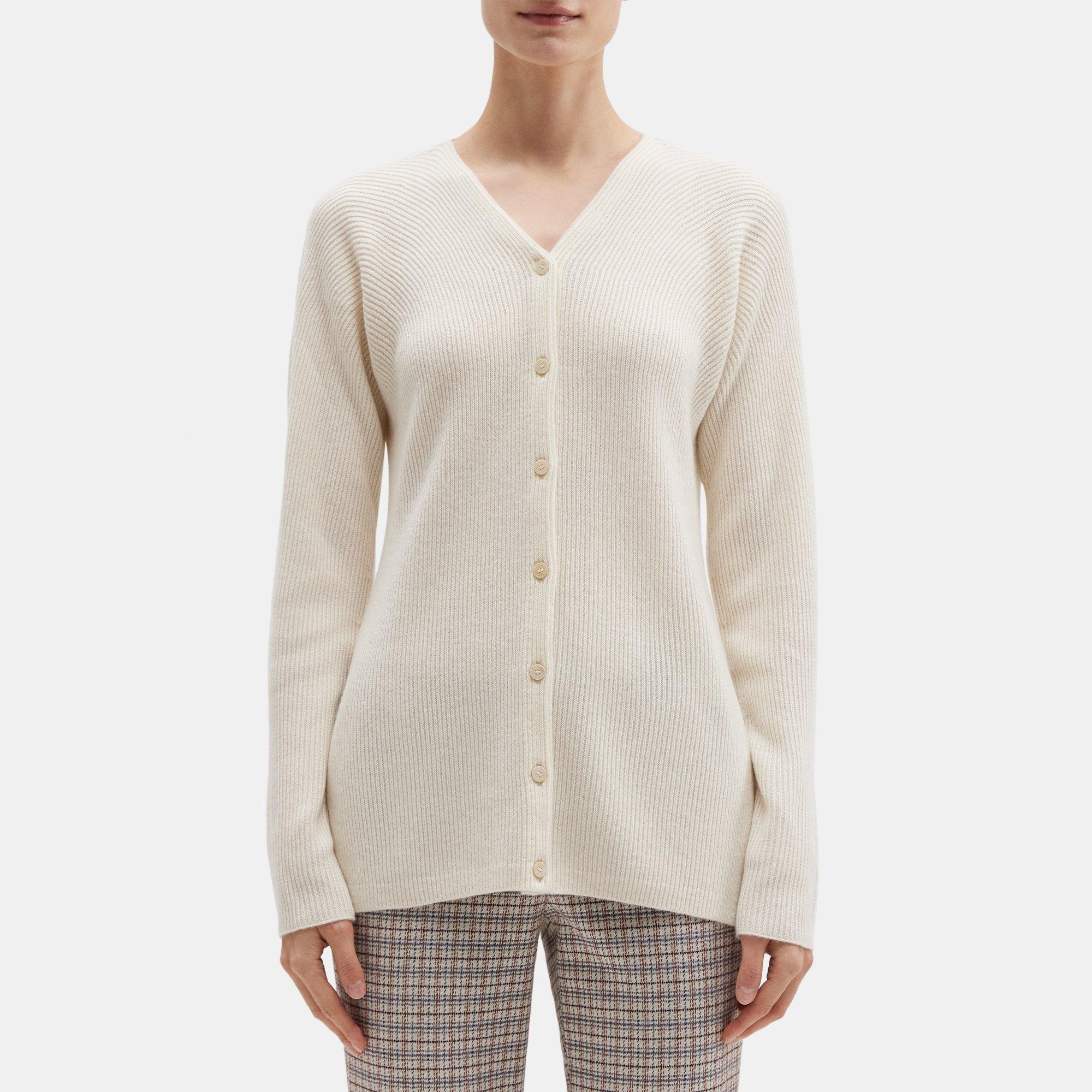 띠어리 Theory Slim Cardigan in Wool-Cashmere,IVORY