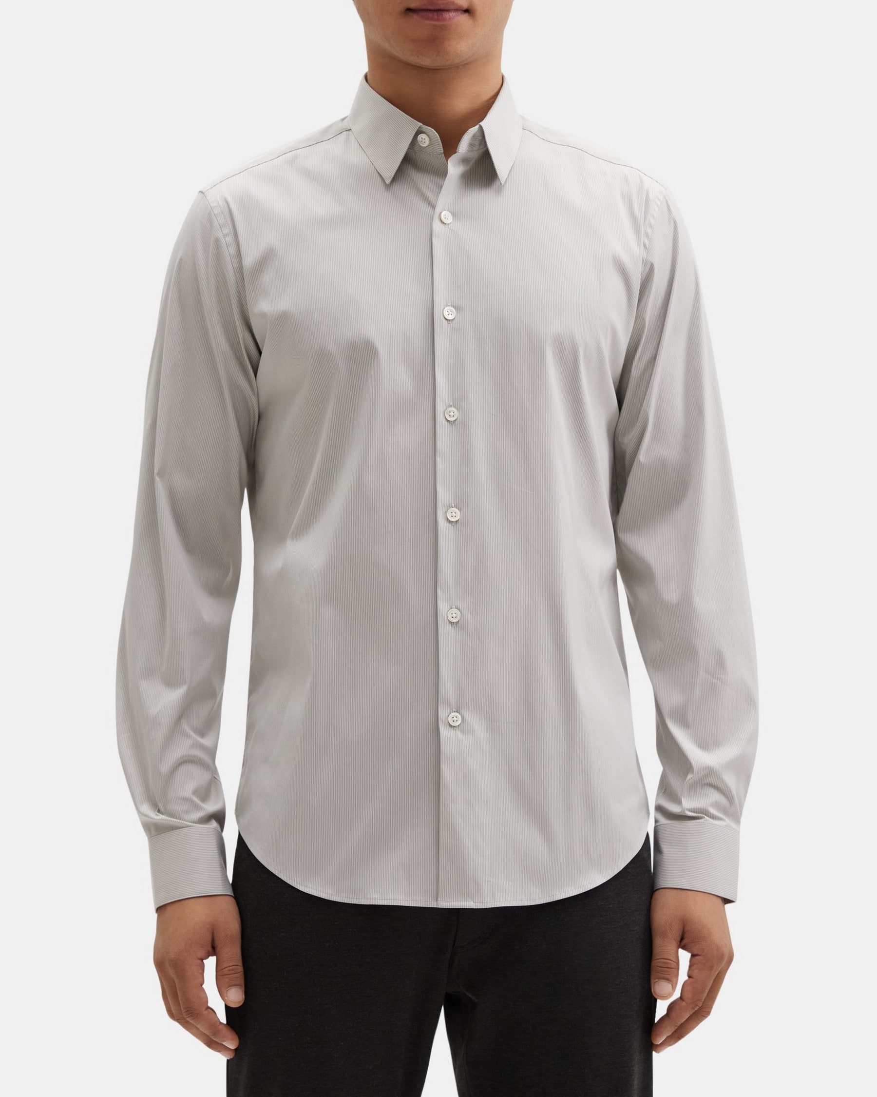 띠어리 Theory Tailored Shirt in Stretch Cotton-Blend,GREY/WHITE