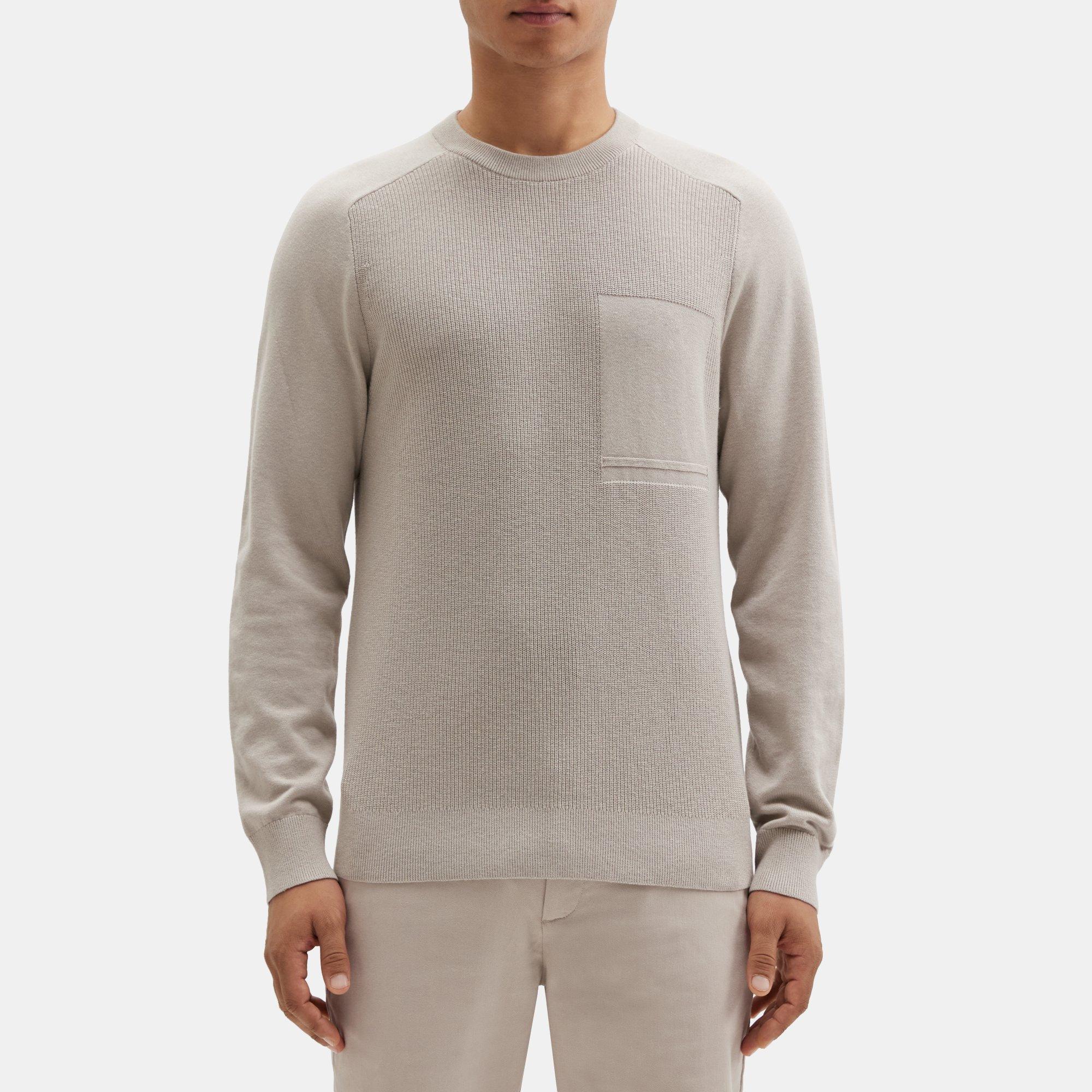 띠어리 Theory Ribbed Crewneck Sweater in Cotton-Cashmere,DOVE