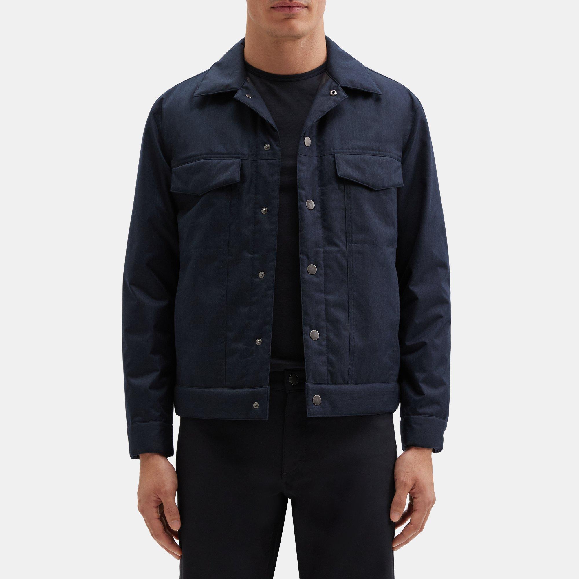 Laminated Flannel Trucker Jacket | Theory Outlet