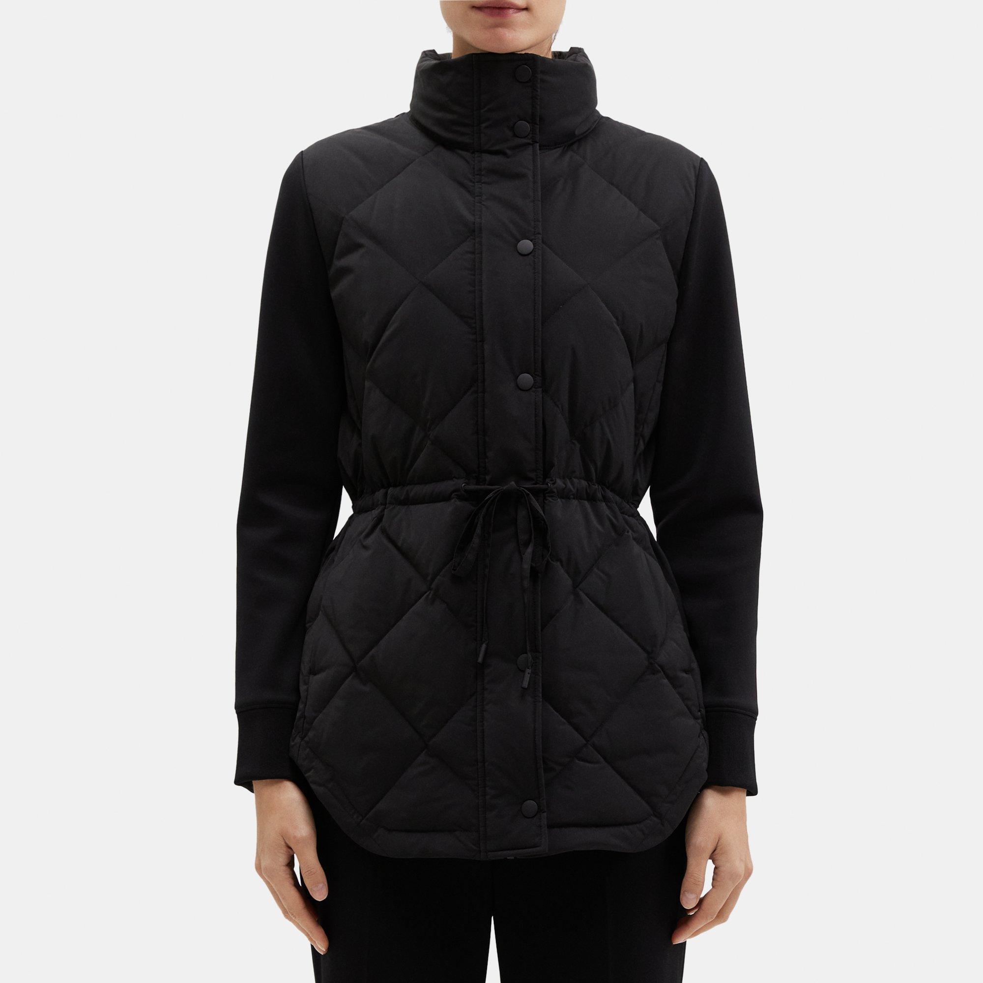 띠어리 Theory Combo Puffer Jacket in City Poly,BLACK