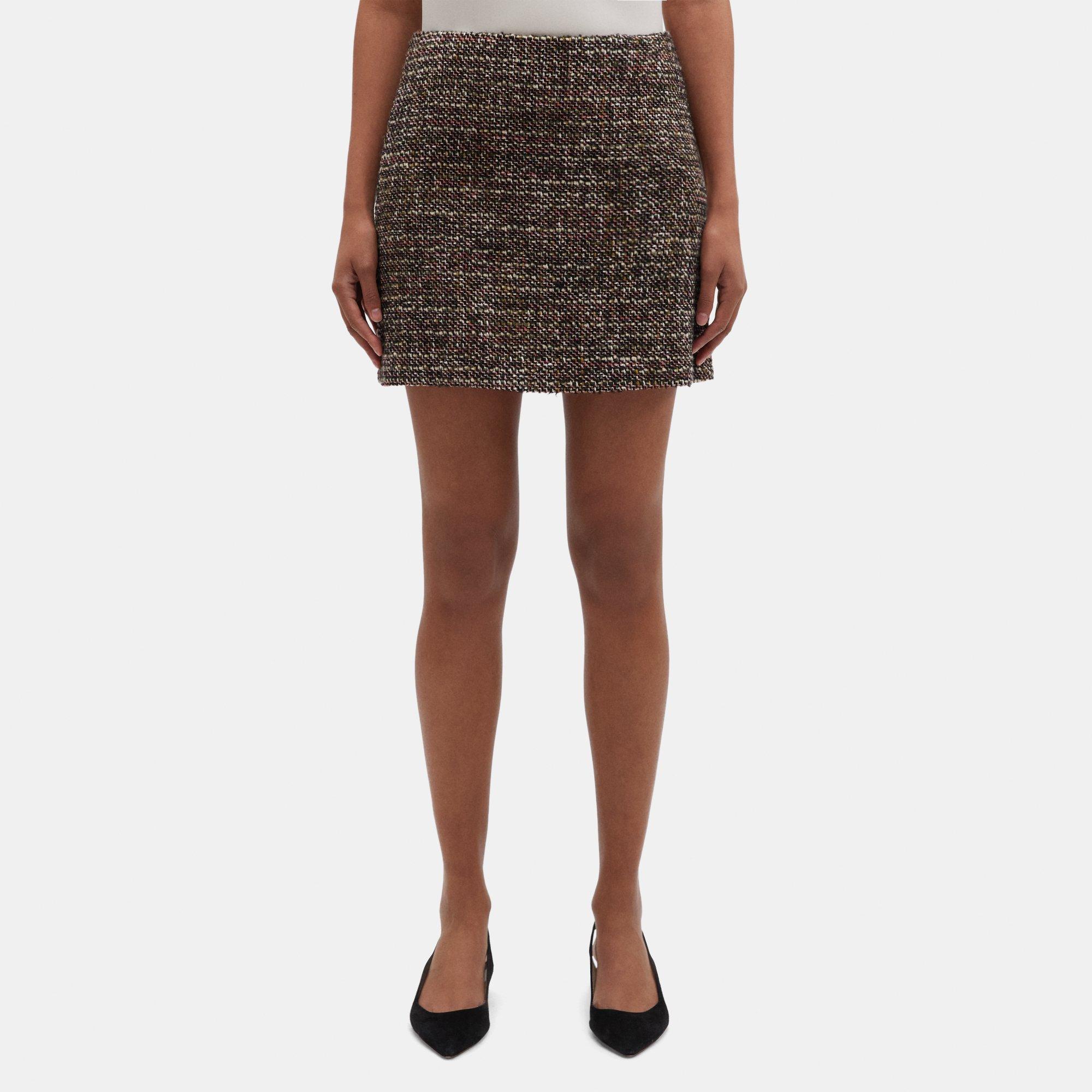 띠어리 Theory Mini Skirt in Tweed,GREEN MULTI