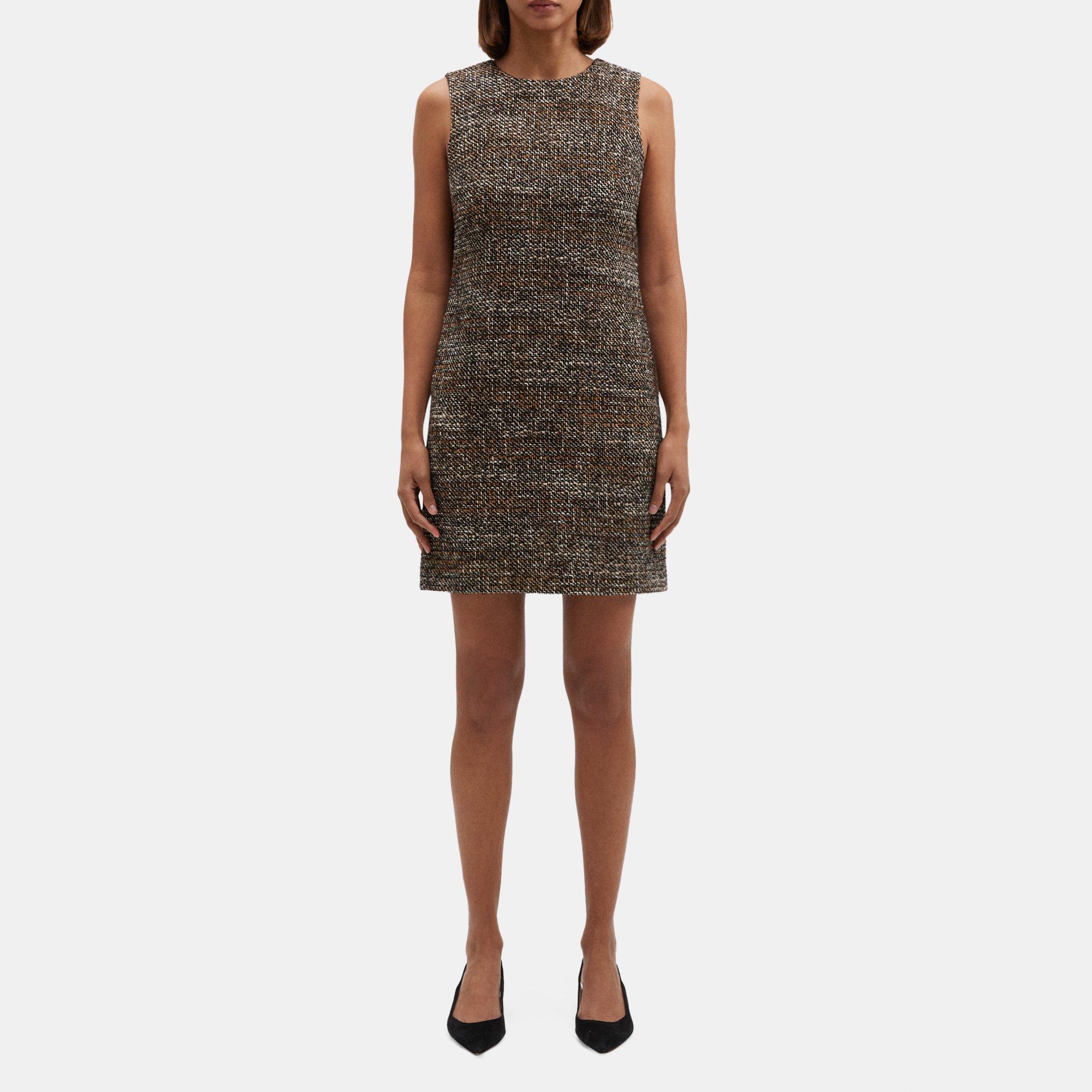 띠어리 Theory Sleeveless Shift Dress in Tweed,BROWN MULTI