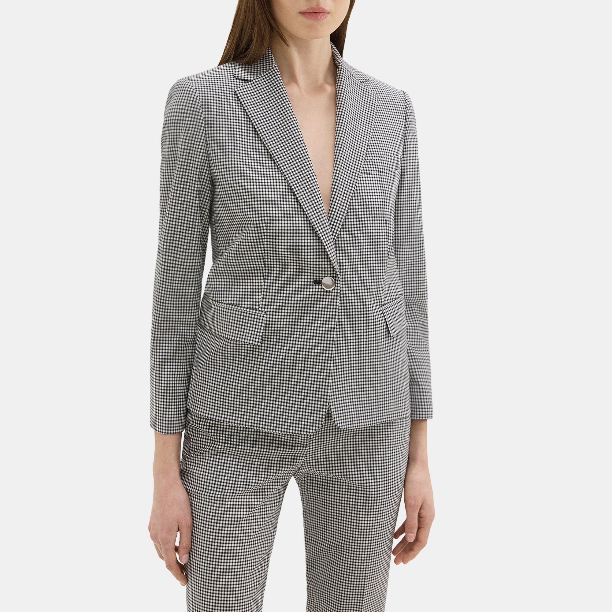 Checked Stretch Wool Slim Blazer | Theory Outlet