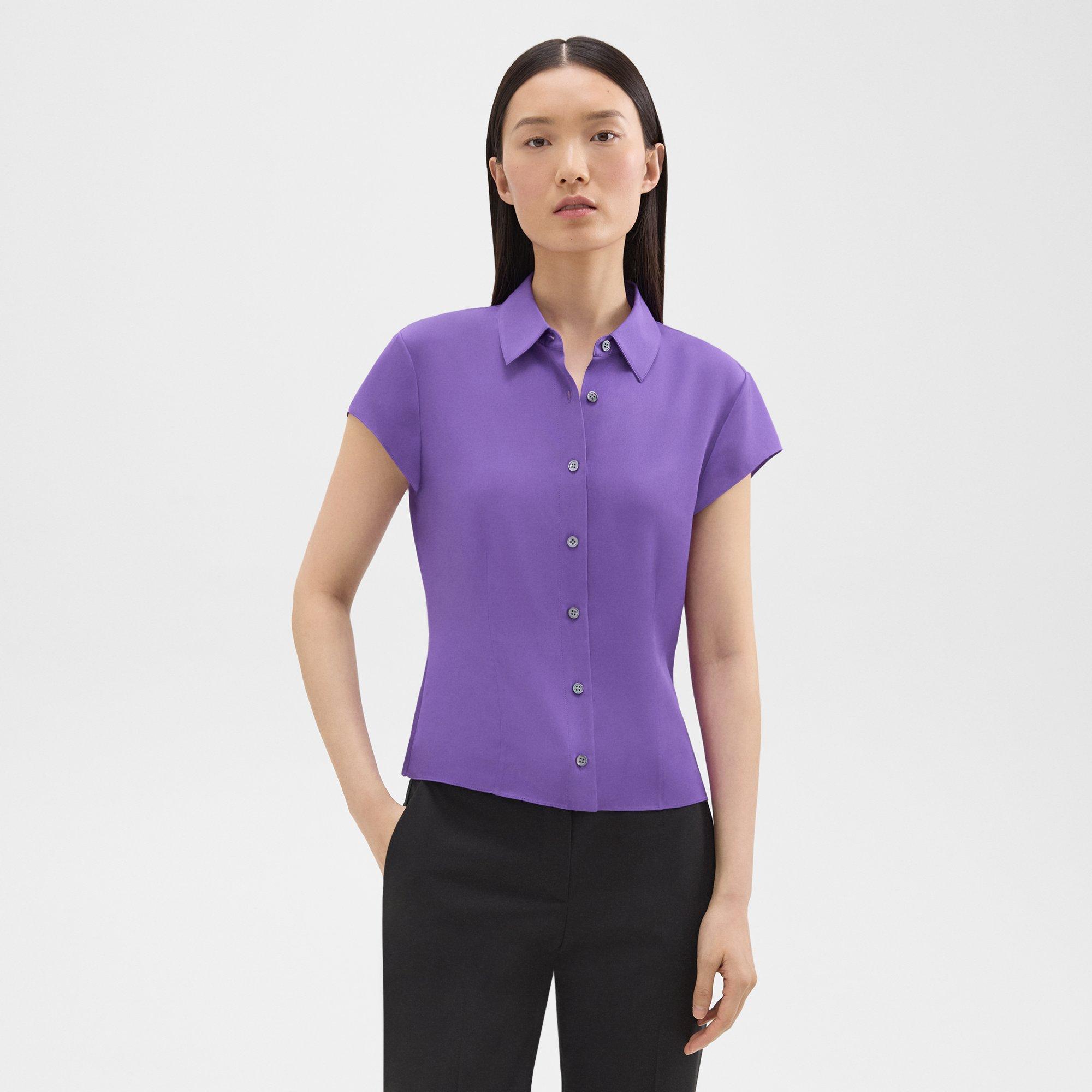 Silk Georgette Cap Sleeve Shirt | Theory