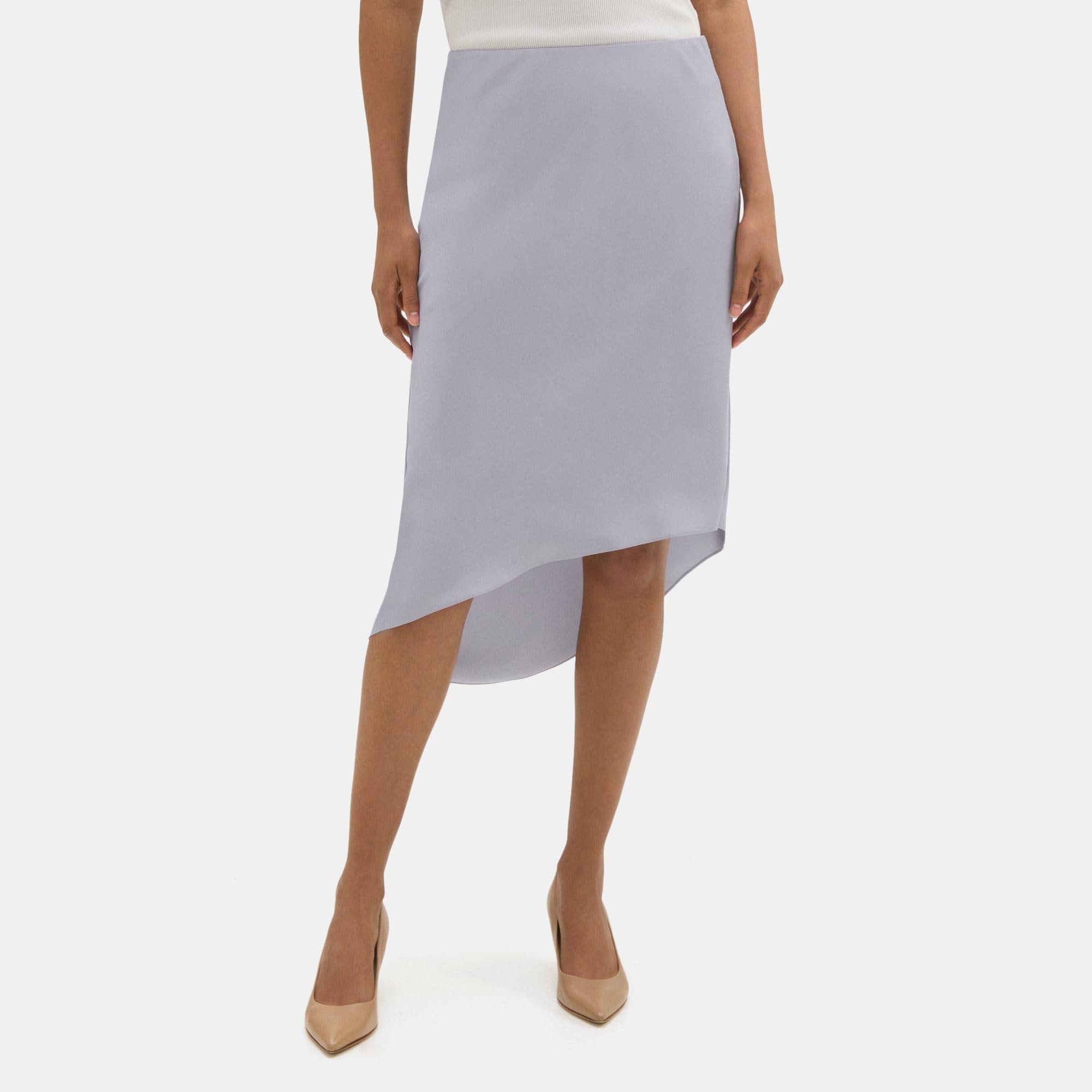 띠어리 Theory Asymmetrical Slip Skirt in Silk Georgette,STORK