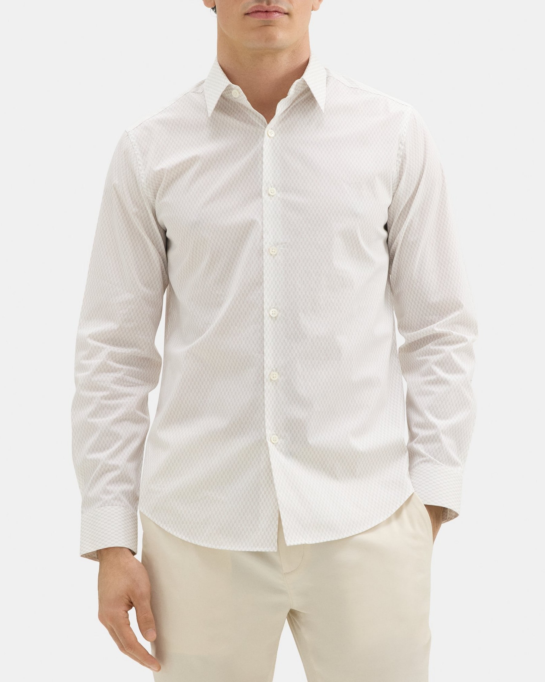 띠어리 Theory Tailored Shirt in Linear Cotton,SAND/WHITE