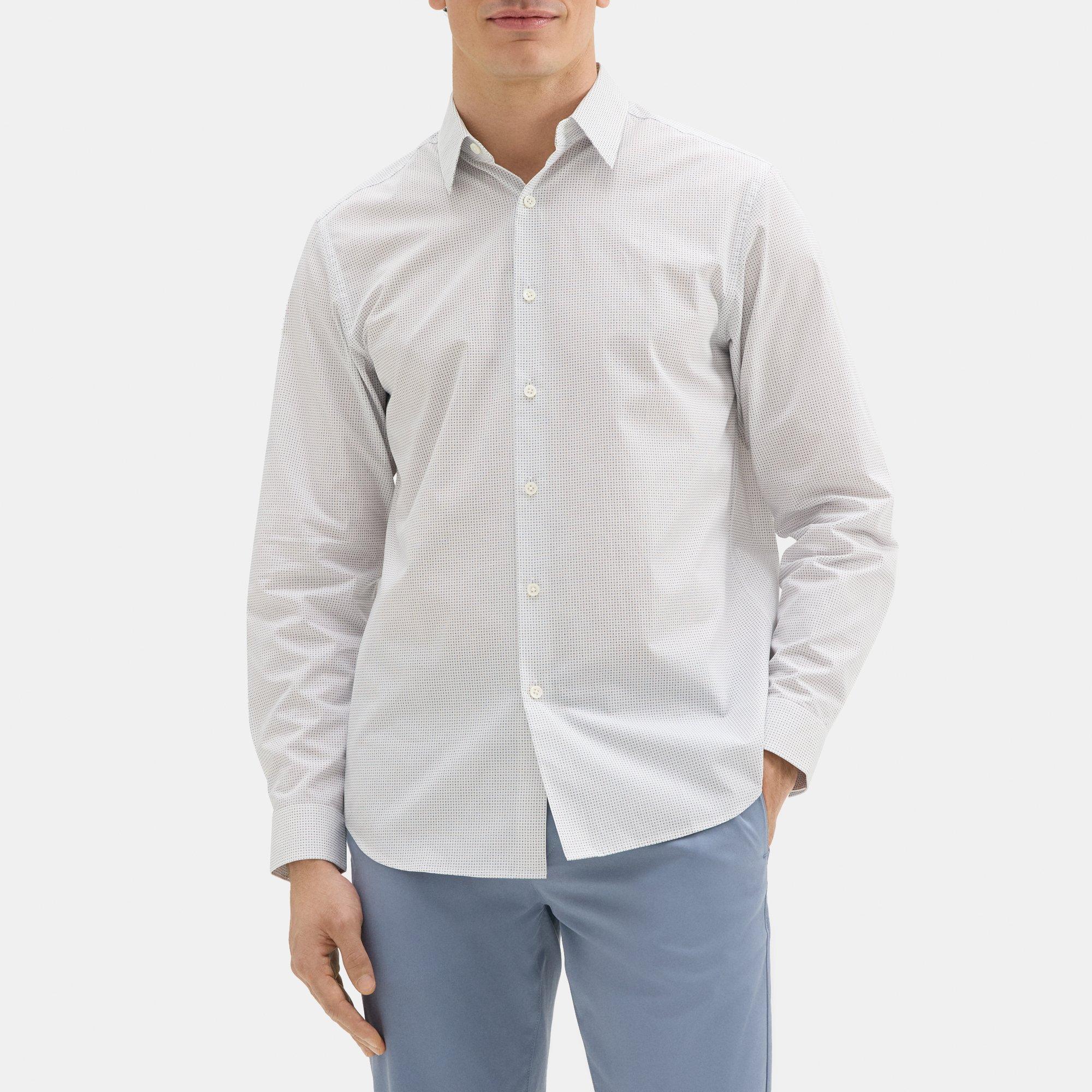 띠어리 Theory Standard-Fit Shirt in Polka Dot Cotton,WHITE/ECLIPSE