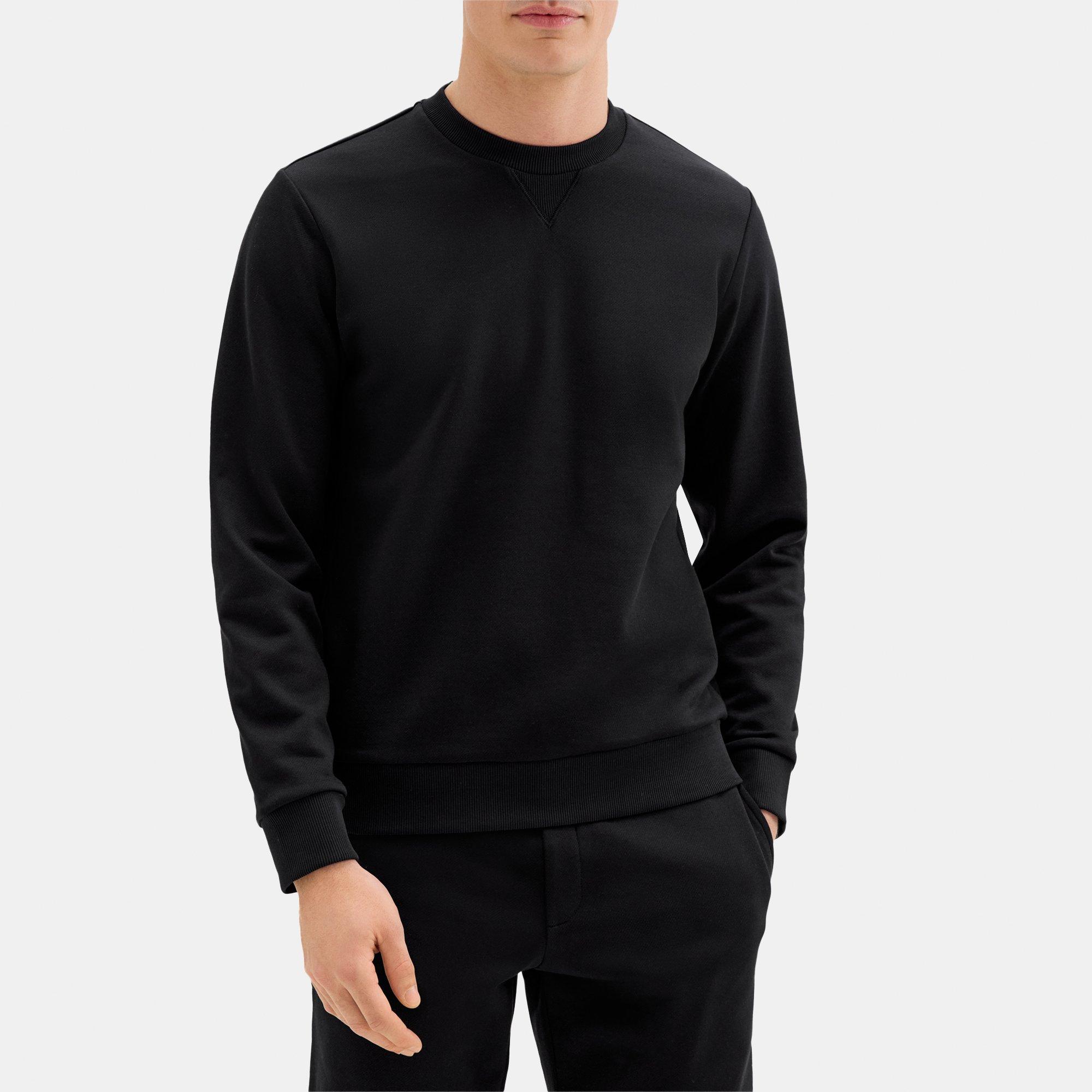 띠어리 Theory Essential Sweatshirt in Cotton-Blend Terry,BLACK