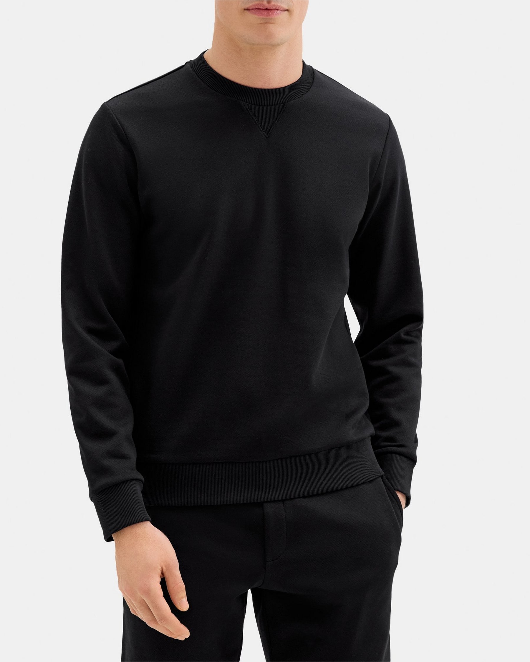 띠어리 Theory Essential Sweatshirt in Cotton-Blend Terry,BLACK