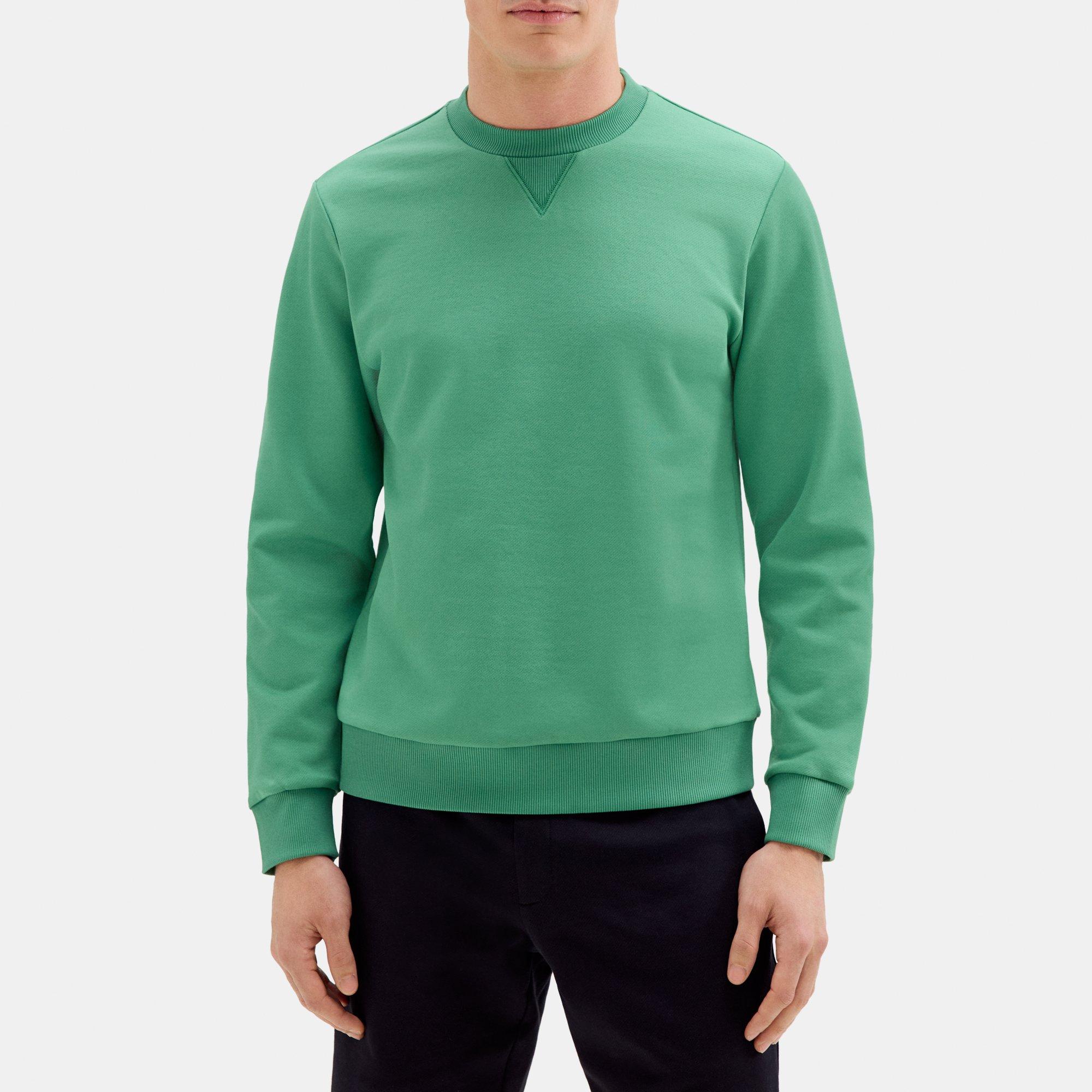 띠어리 Theory Essential Sweatshirt in Cotton-Blend Terry,JADE GREEN