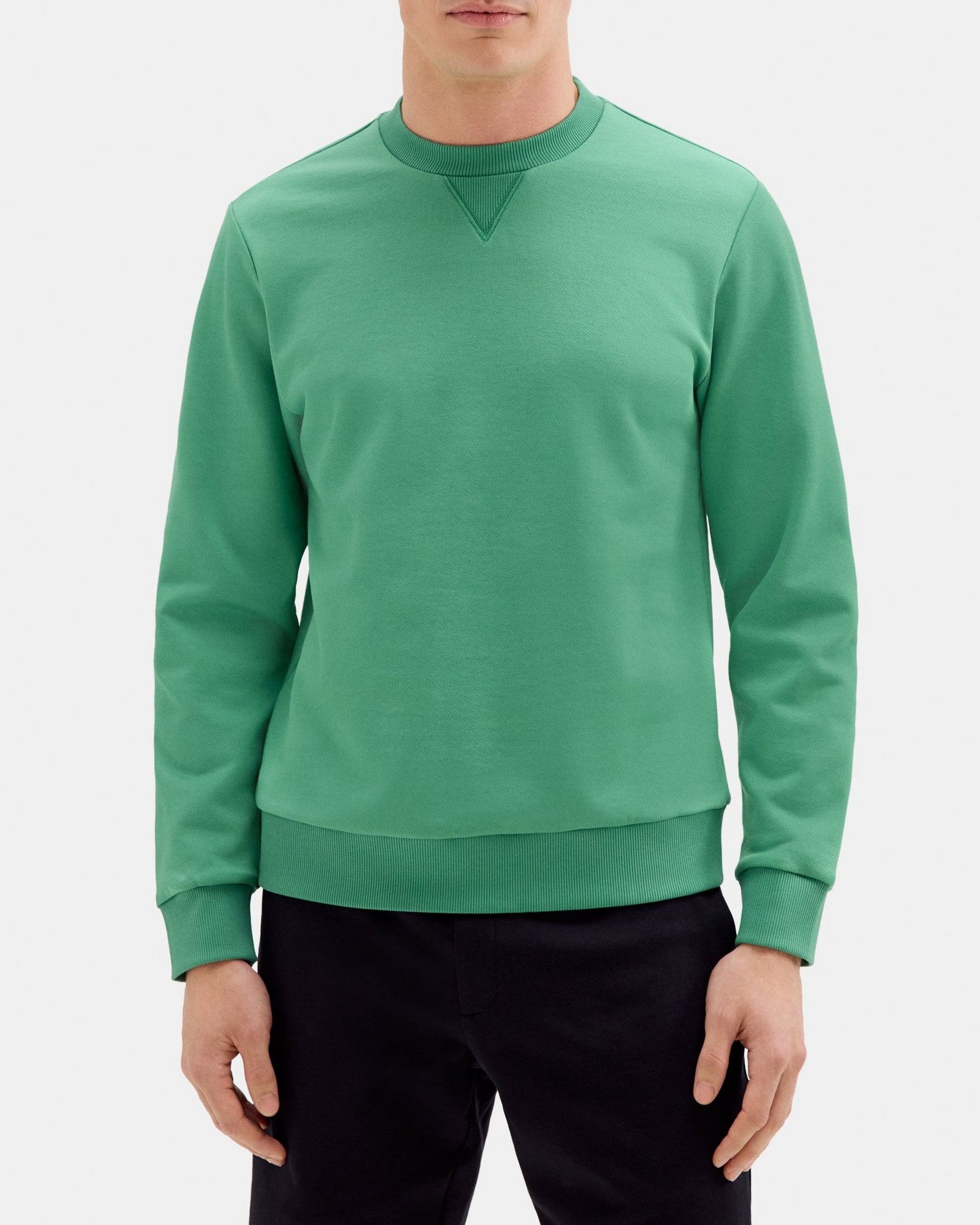 띠어리 Theory Essential Sweatshirt in Cotton-Blend Terry,JADE GREEN