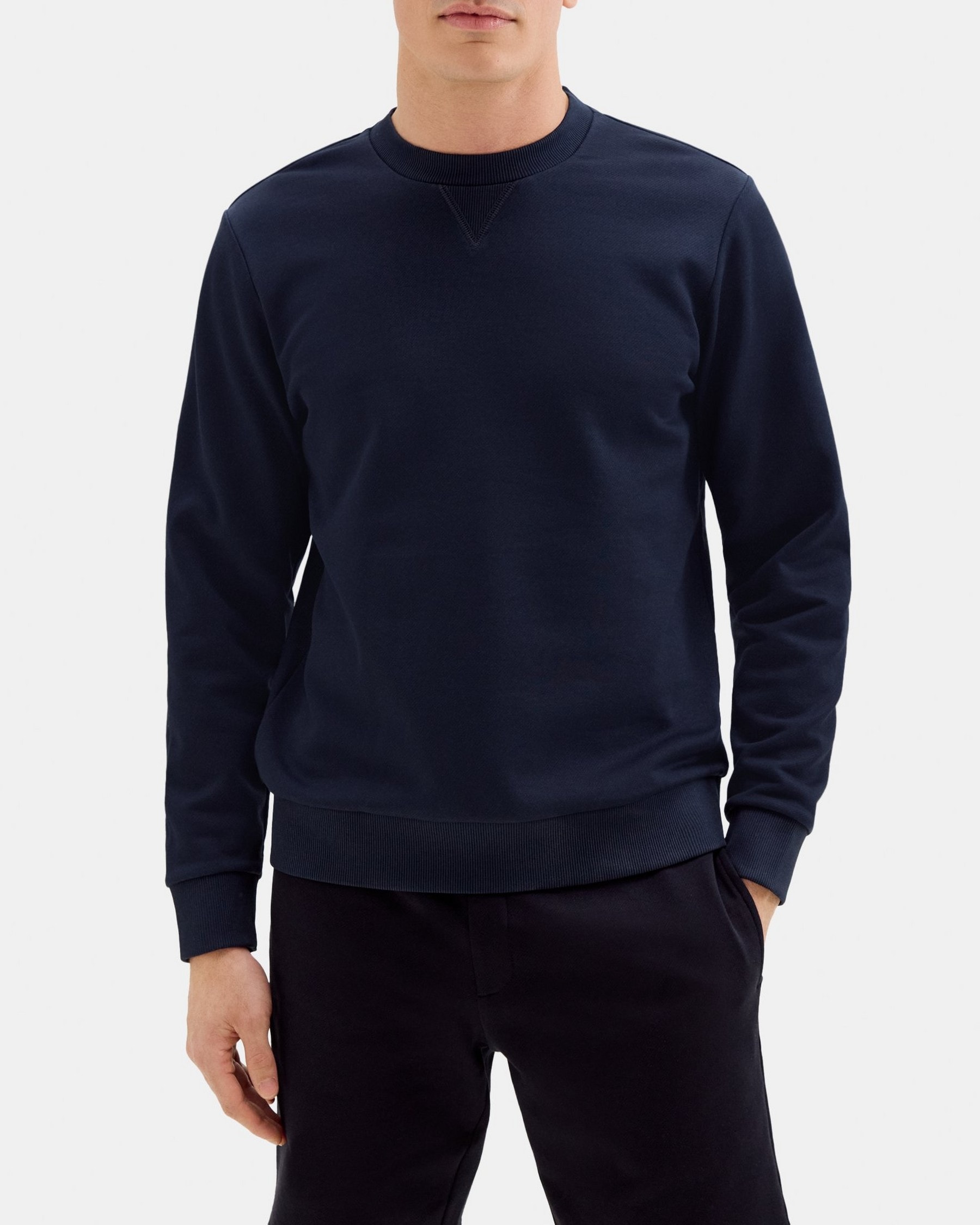 띠어리 Theory Essential Sweatshirt in Cotton-Blend Terry,BALTIC