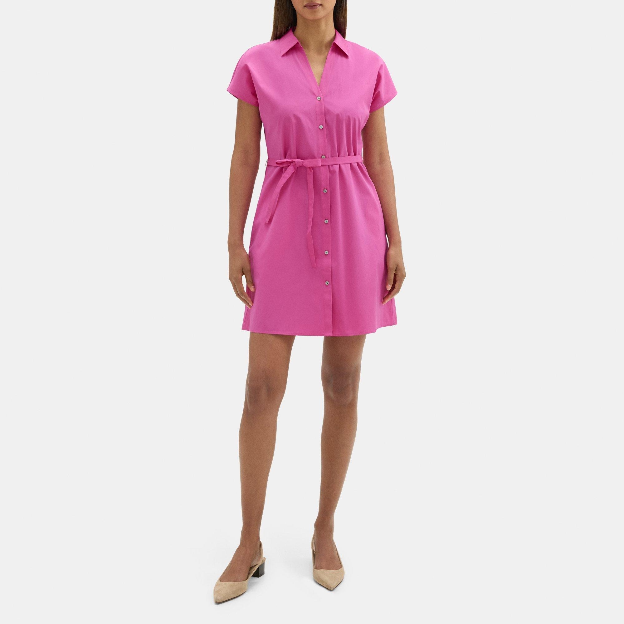 띠어리 Theory Dolman Sleeve Shirt Dress in Cotton,CARNATION