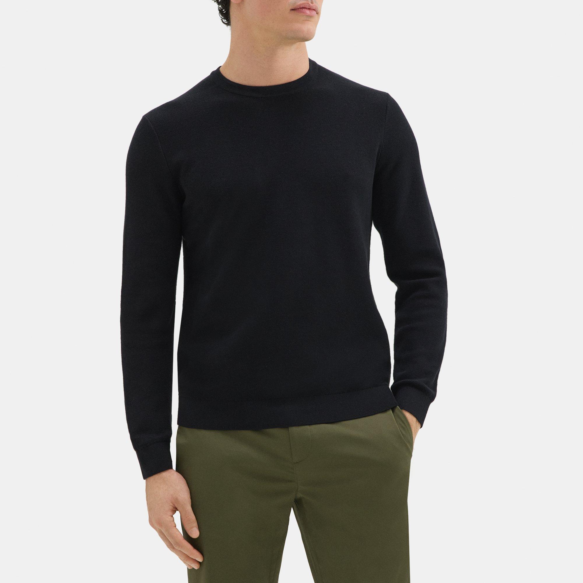띠어리 Theory Crewneck Sweater in Organic Cotton,BLACK