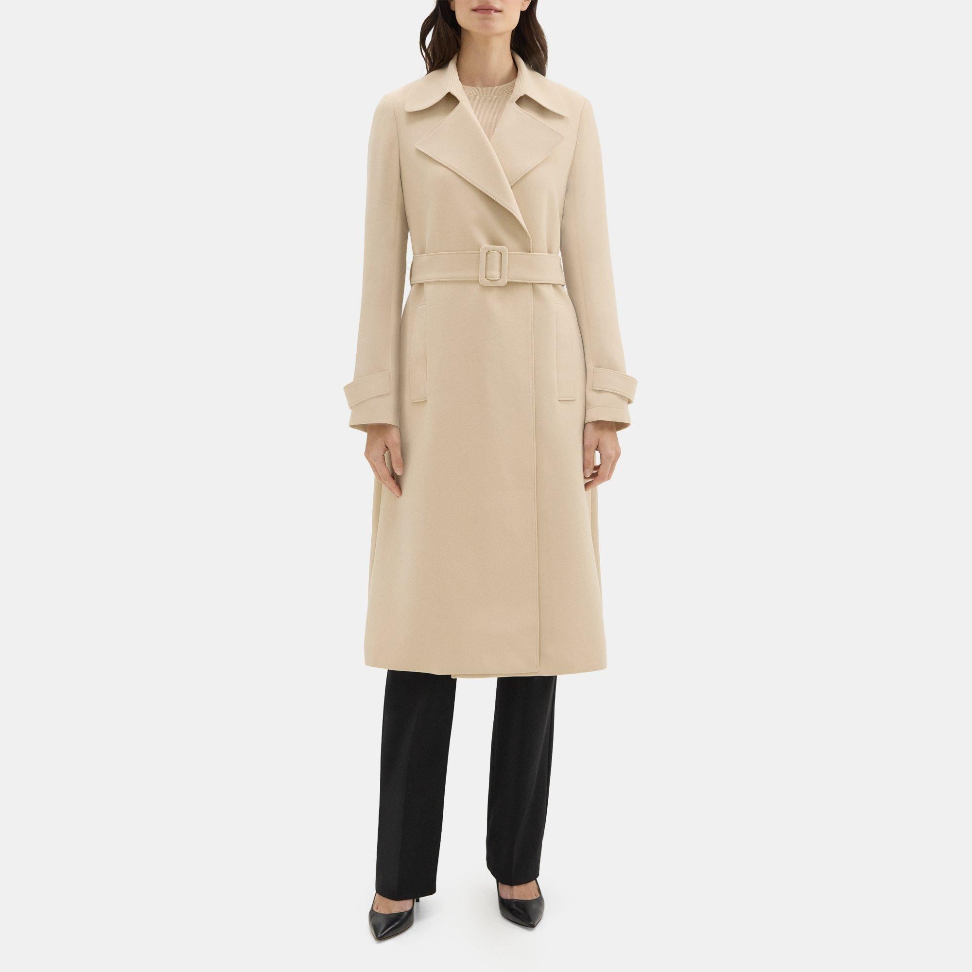 띠어리 Theory Relaxed Trench Coat in Crepe,WARM KHAKI