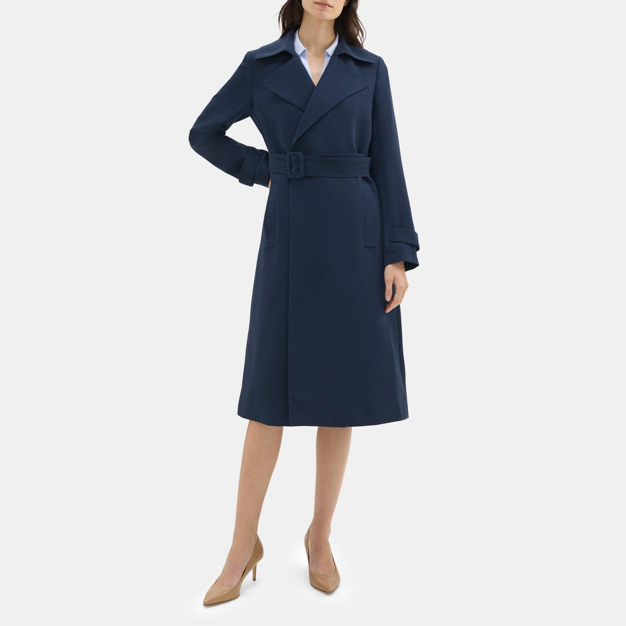 띠어리 Theory Relaxed Trench Coat in Crepe,DEEP NAVY