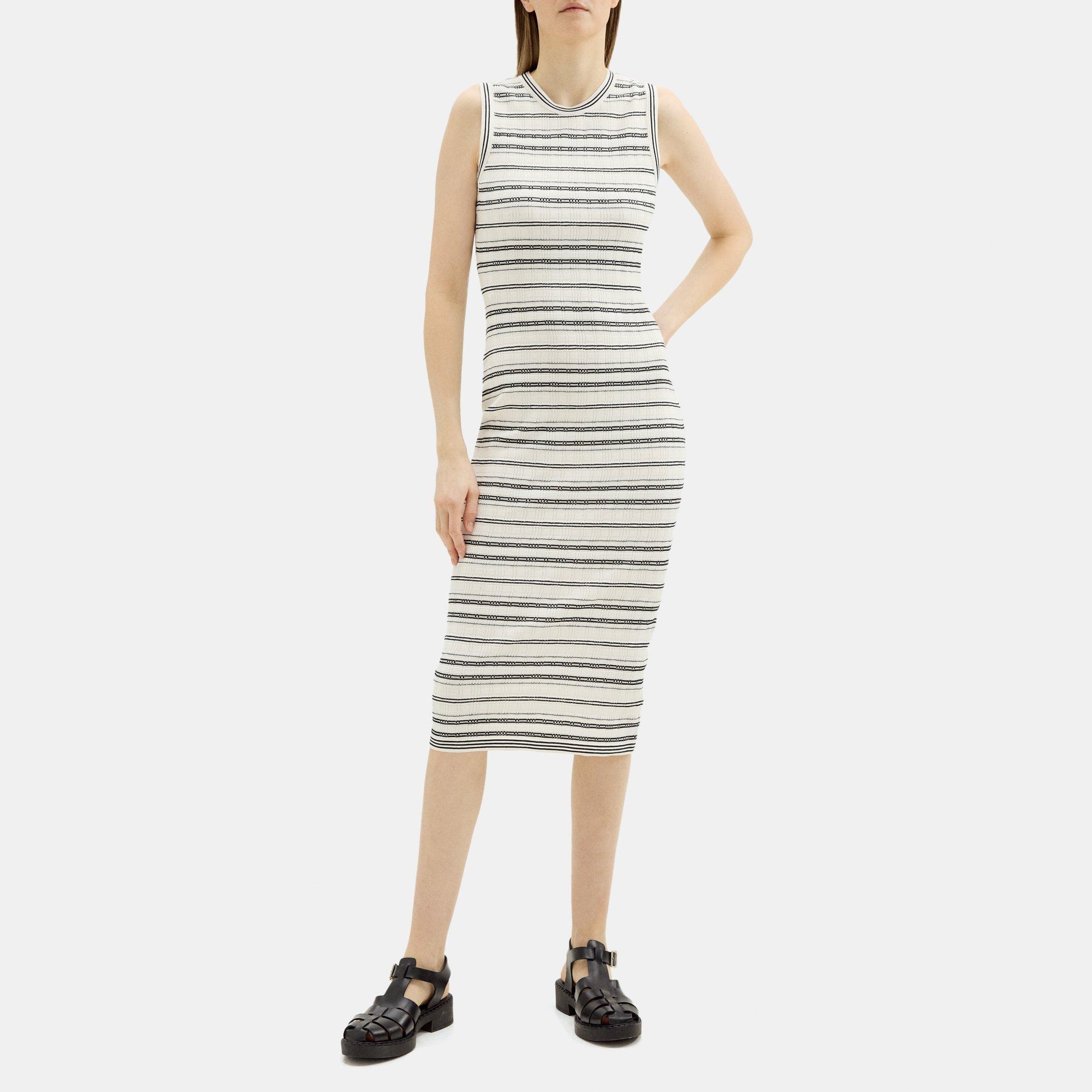 띠어리 Theory Striped Midi Dress in Crepe Knit,WAX MULTI