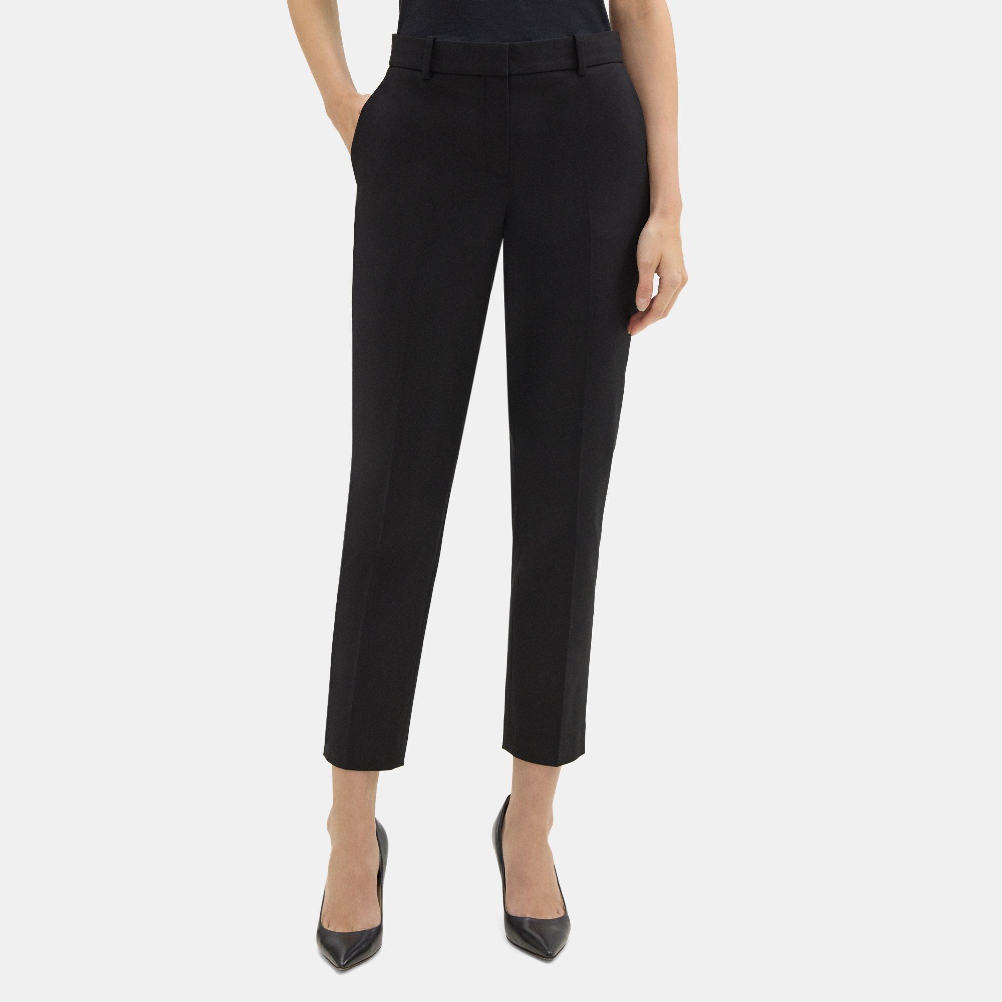 띠어리 Theory Classic Crop Pant in Cotton-Blend Twill,BLACK