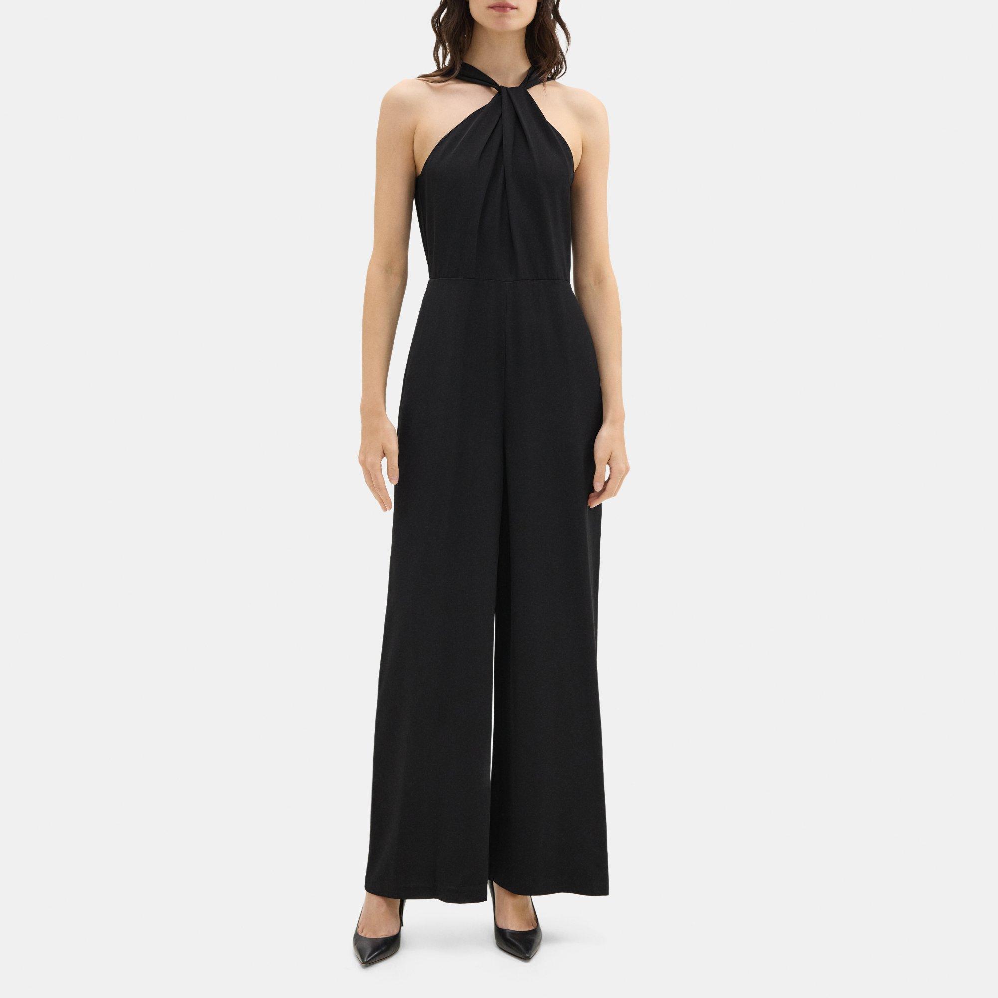 띠어리 Theory Twisted Jumpsuit in Viscose,BLACK