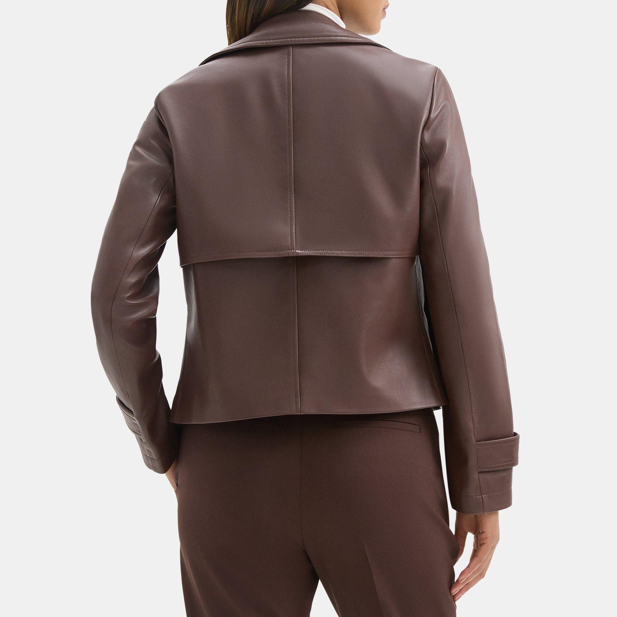 Leather Cropped Coat | Theory Outlet