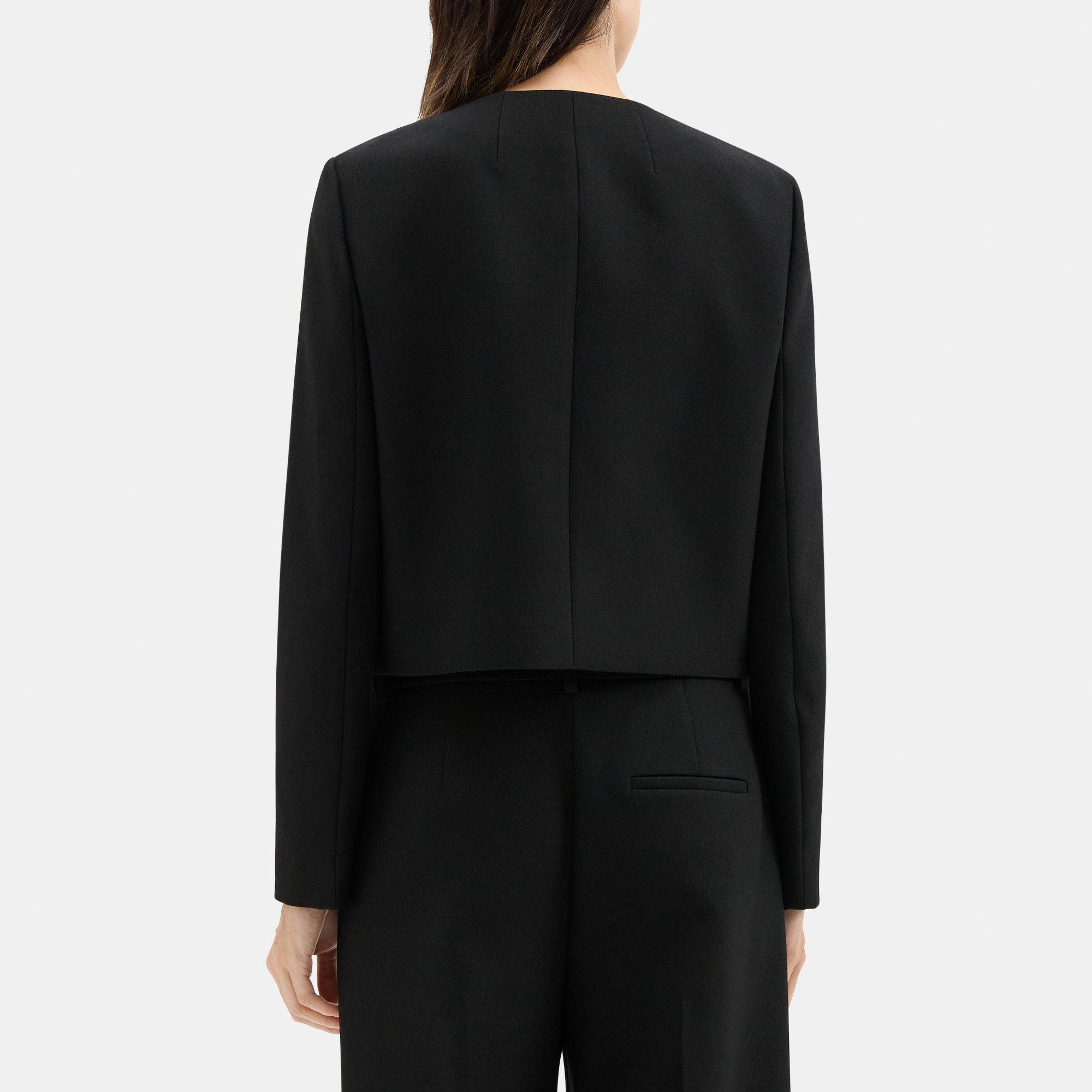 Wool-Blend Twill Cropped Jacket | Theory Outlet