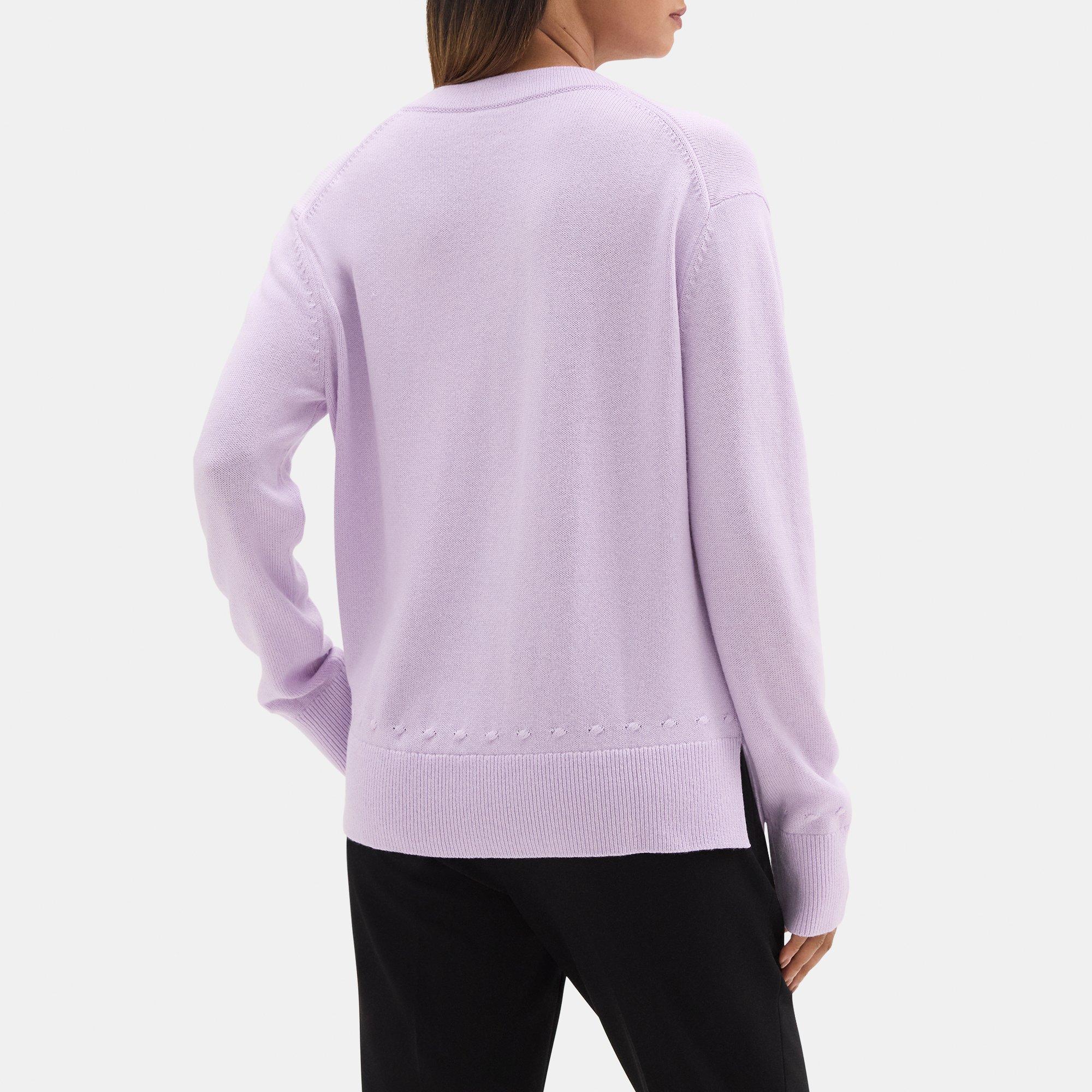 Wool-Cashmere Blend Cable Knit V-Neck Sweater | Theory Outlet