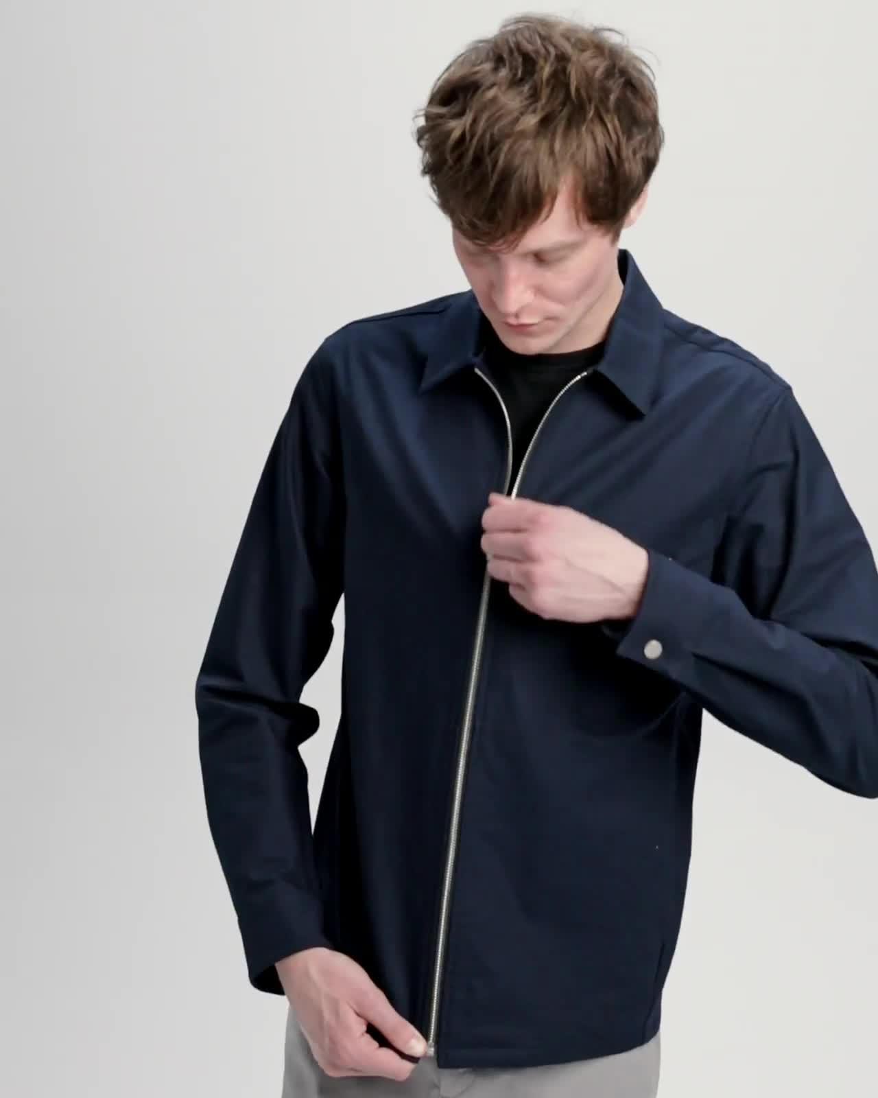 Cotton Pique Zip Shirt Jacket