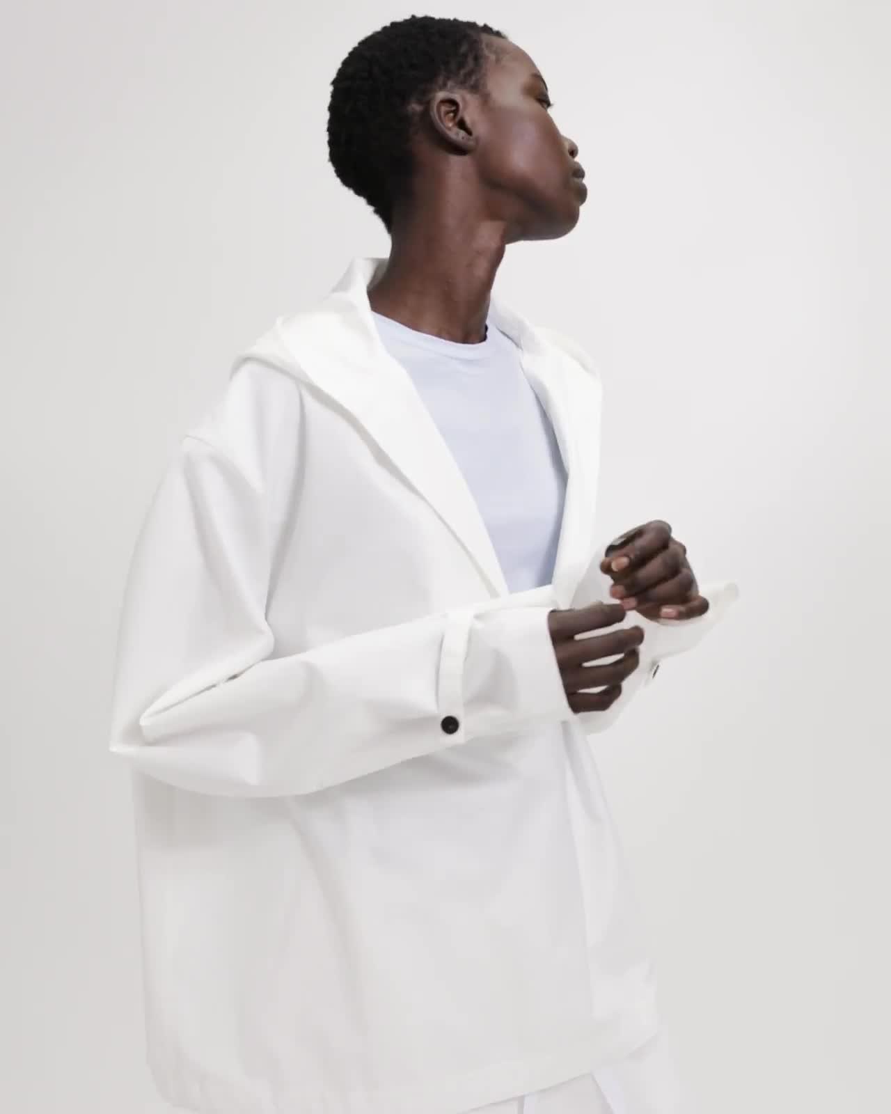 Cotton-Silk Hooded Pullover