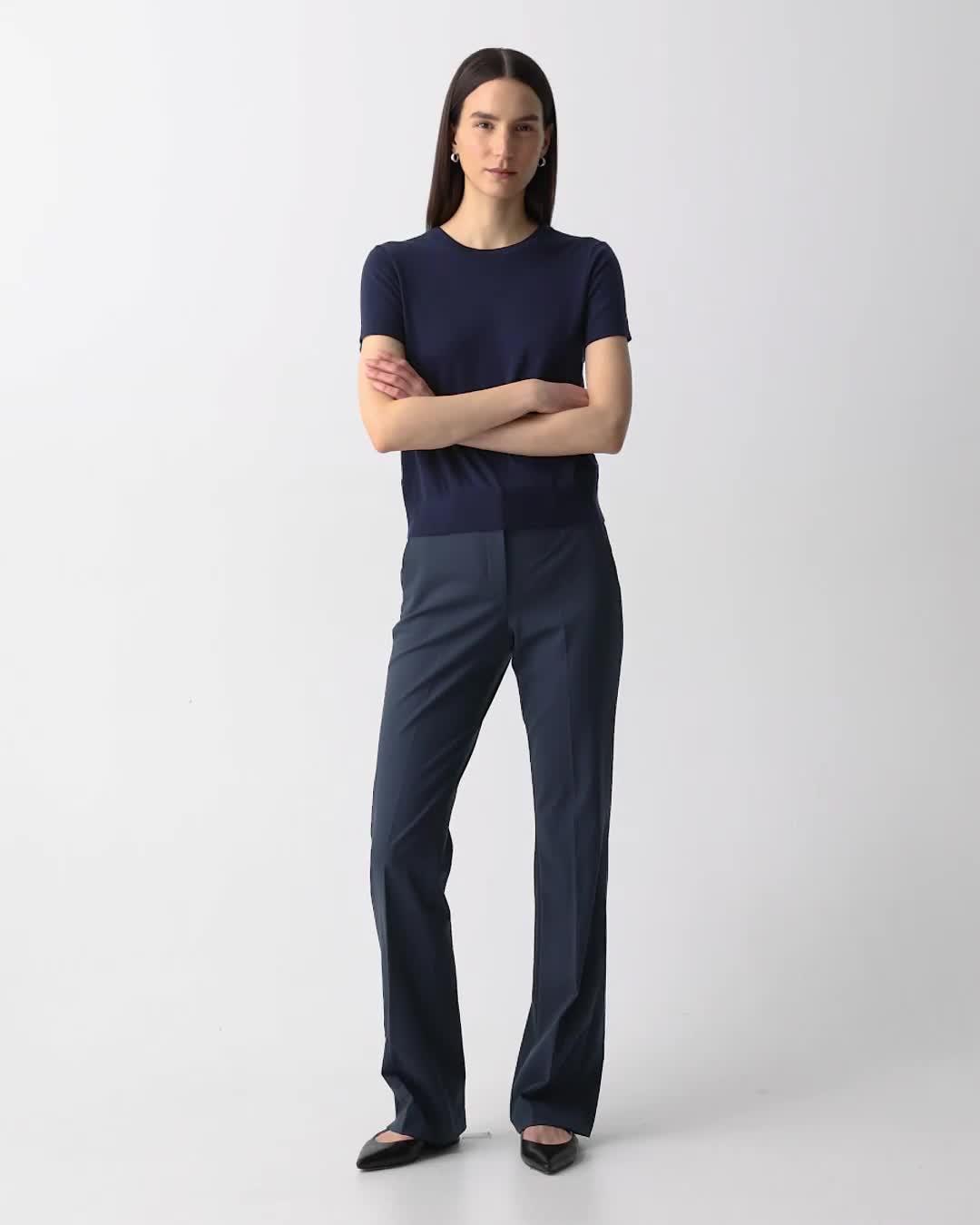 Sweater Tee in Regal Wool in Deep Navy | Women's Fine Merino Knit