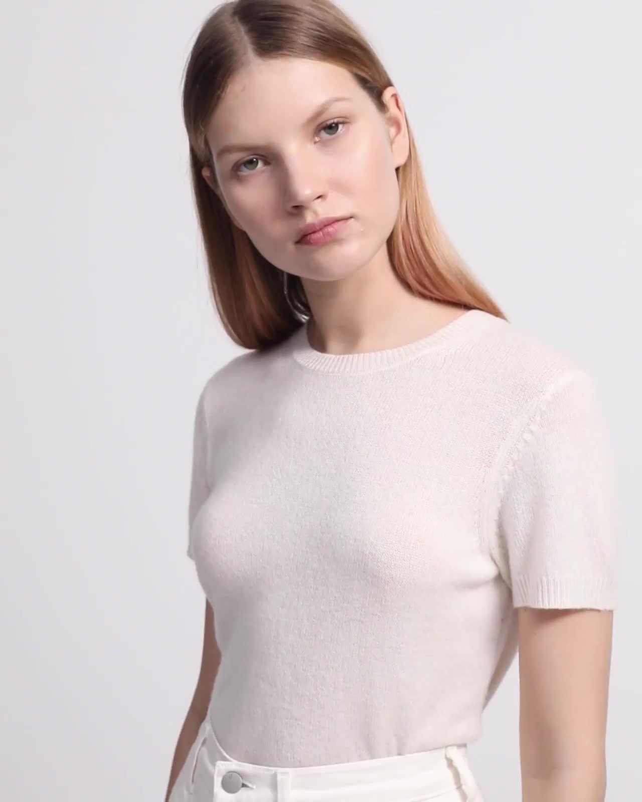 Short-Sleeve Sweater in Feather Cashmere