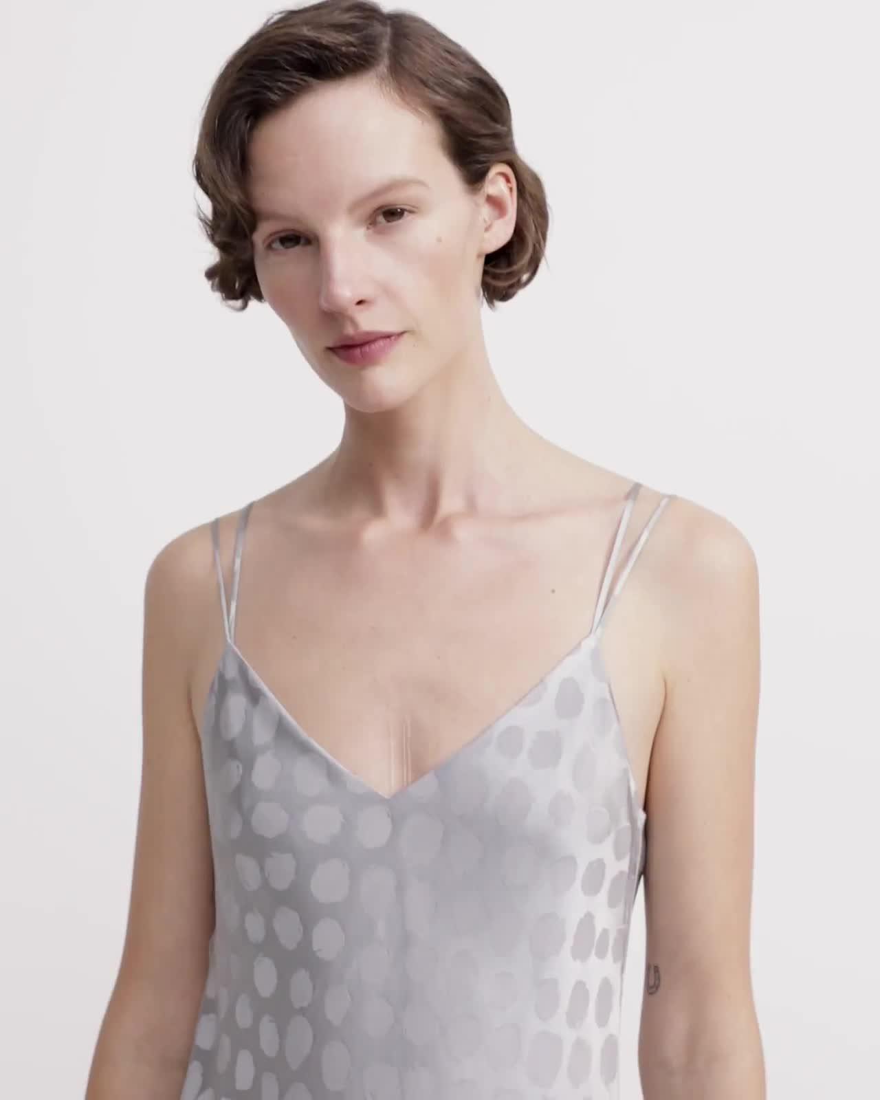 Brushed Dot Jacquard Double-Strap Dress