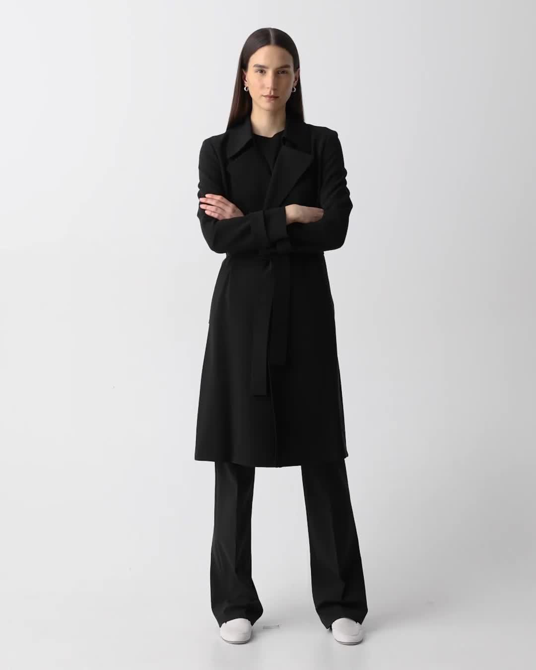 新品未使用 ♡ Theory Admiral Crepe Oaklane CL Black Admiral Crepe Oaklane Trench Coat | Theory