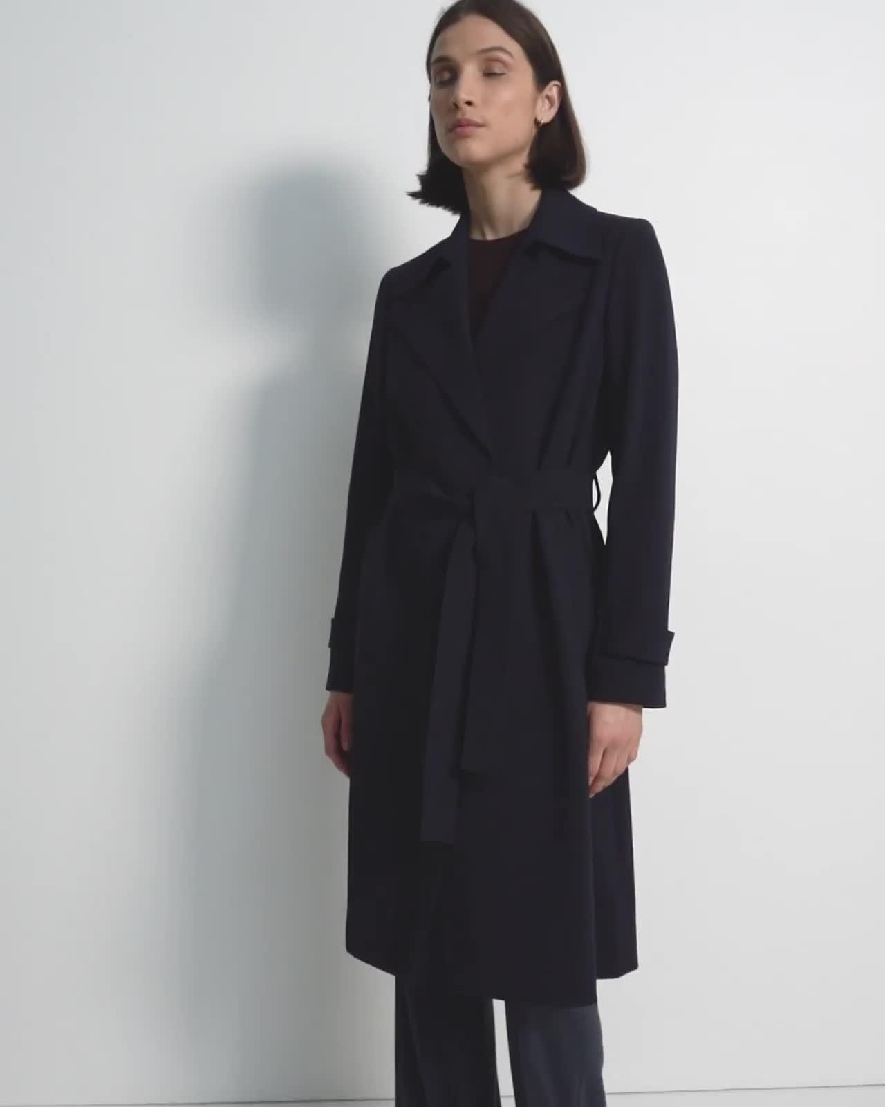 Blue Admiral Crepe Oaklane Trench Coat | Theory