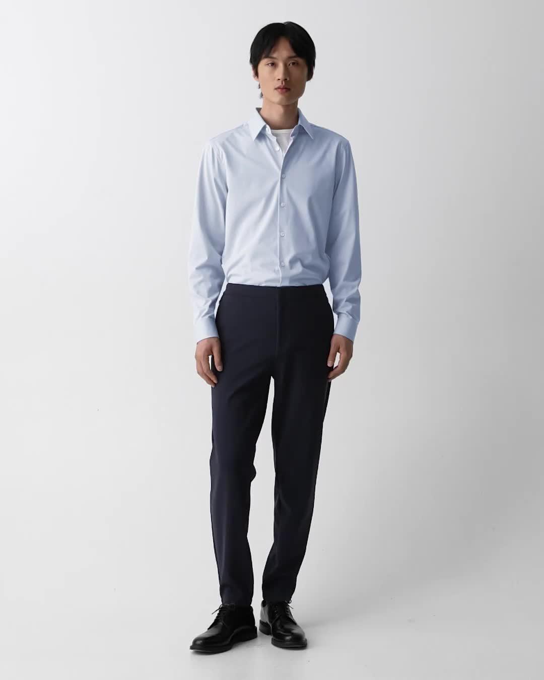 Blue Structure Knit Tailored Shirt | Theory