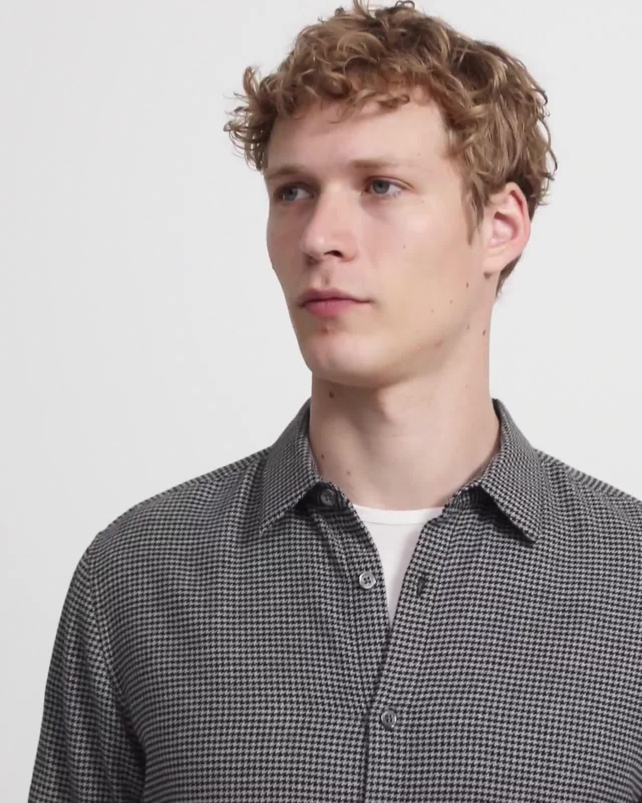 Irving Shirt in Houndstooth Cotton Flannel